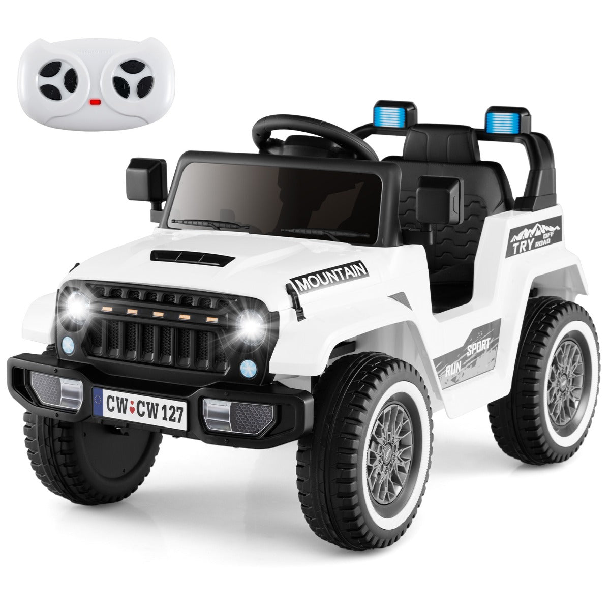 LIVSK Kinderjeep met Afstandsbediening - Veiligheidsgordel - MP3 Speler - 2 Motoren - Geschikt voor 3-8 jaar - Wit