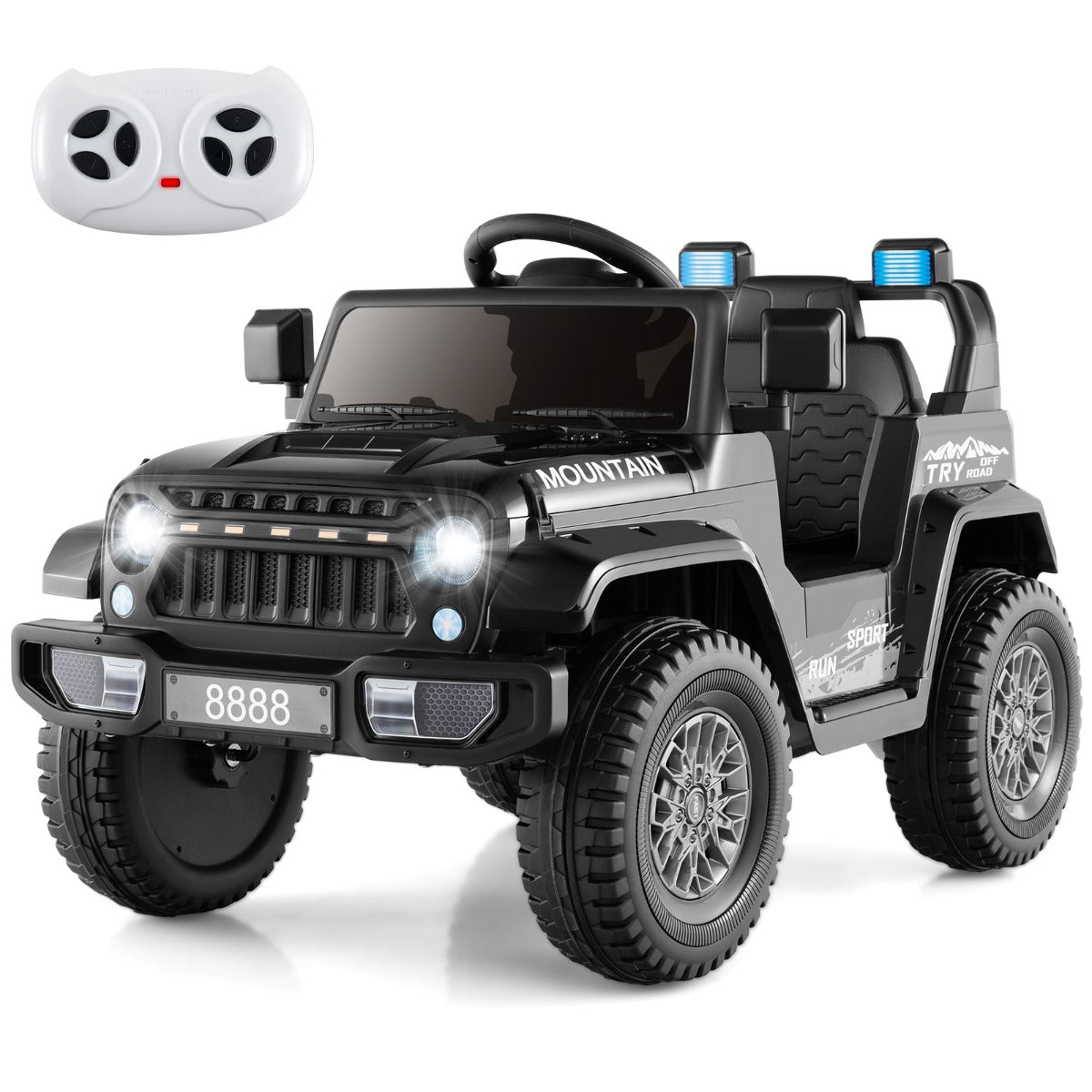 LIVSK Kinderjeep met Afstandsbediening - Dubbele Motor - Veiligheidsgordel - MP3 Speler - Voor 3-8 Jaar - 60 x 95 x 60 cm - Zwart