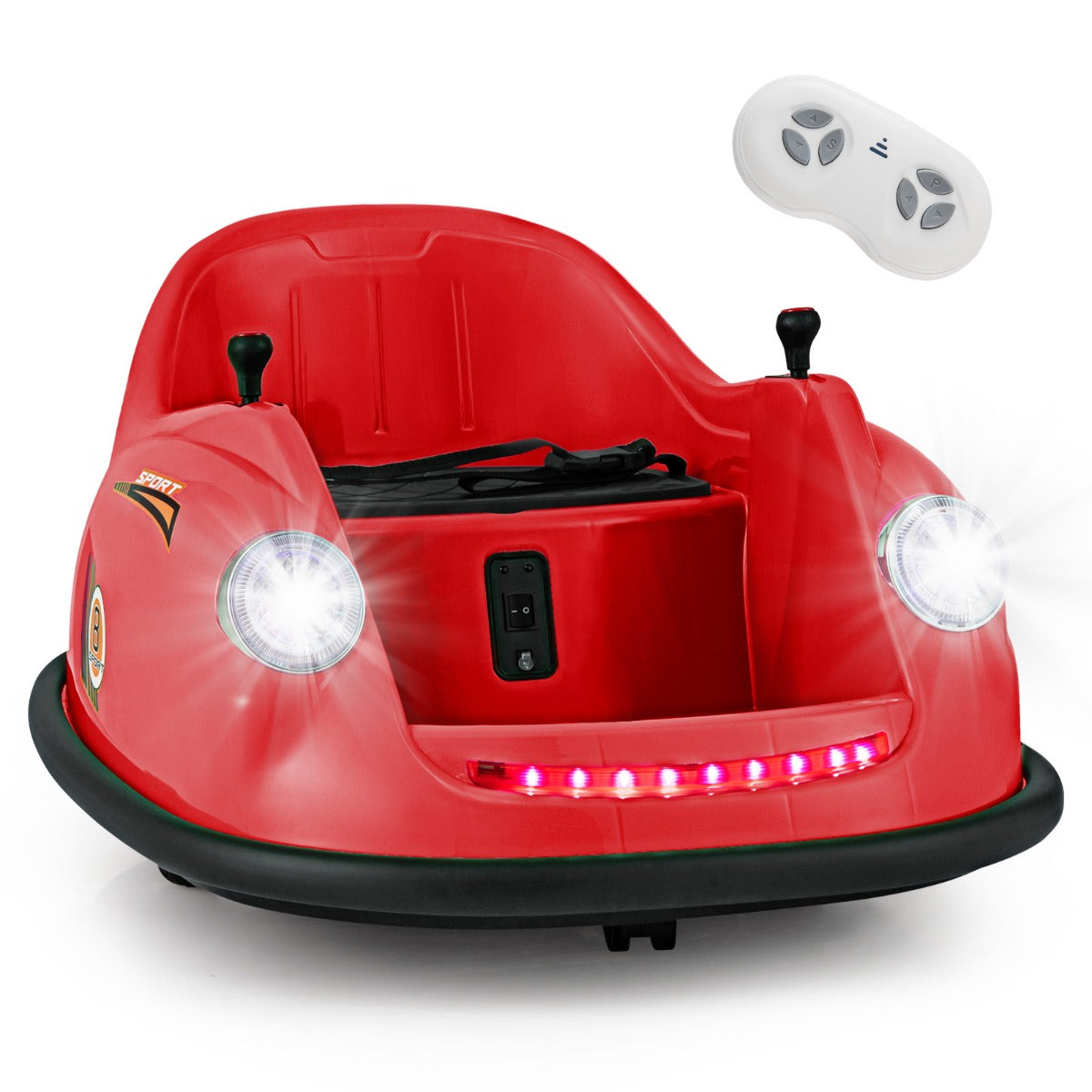 LIVSK Elektrische Botsauto voor Kinderen - 2 Motoren - Afstandsbediening en Joysticks - 360° Draaibaar - LED-verlichting - Rood