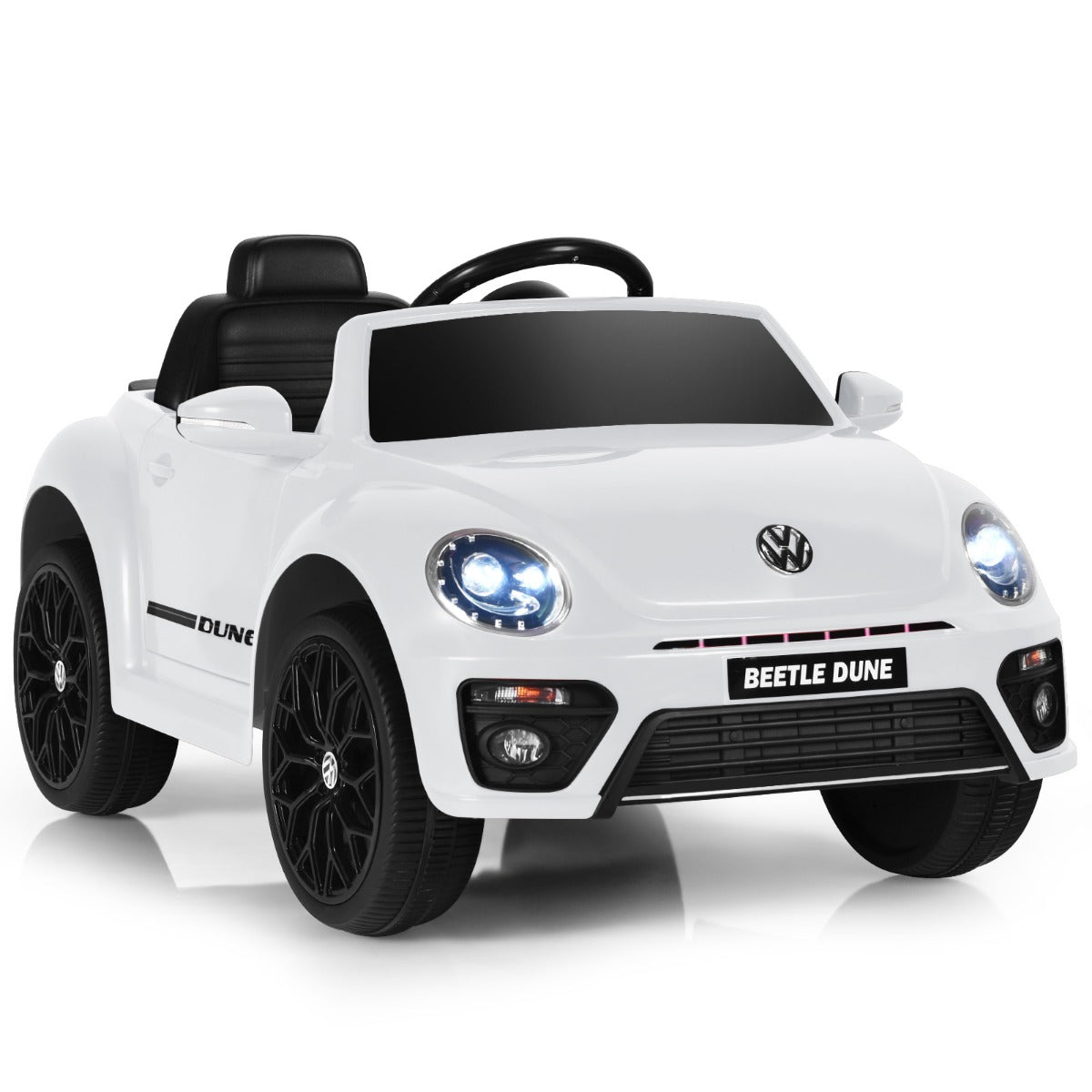 LIVSK Elektrische Kinderauto Beetle - Officiële Volkswagen Licentie - Afstandsbediening - Muziek en Bluetooth - 95 x 56 x 47 cm -