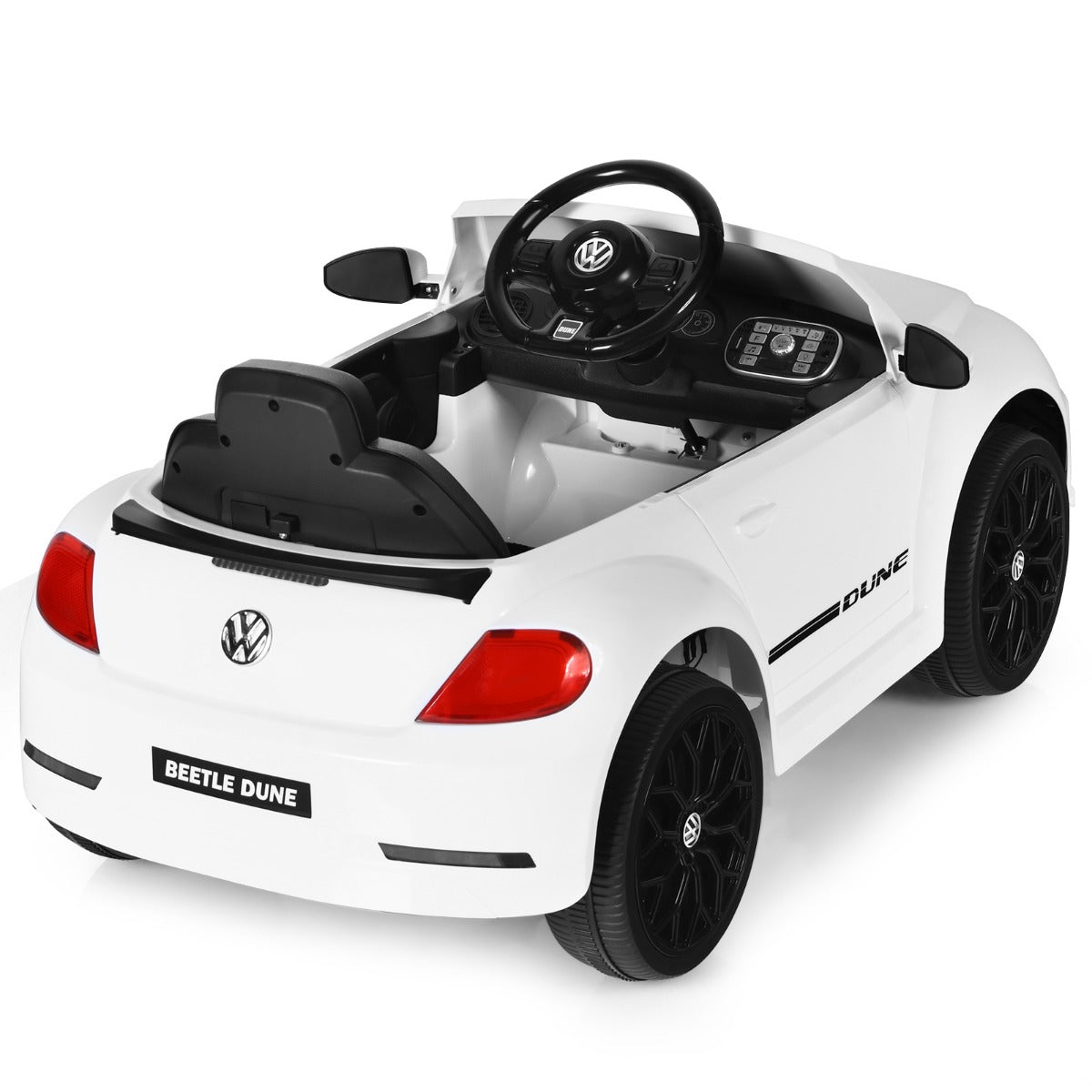 LIVSK Elektrische Kinderauto Beetle - Officiële Volkswagen Licentie - Afstandsbediening - Muziek en Bluetooth - 95 x 56 x 47 cm -