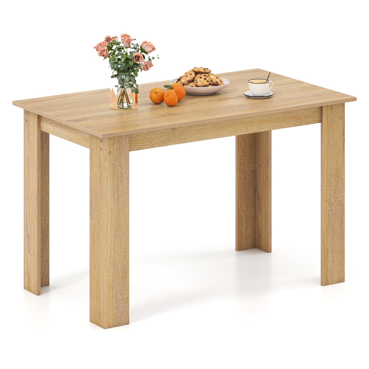 LIVSK Eettafel 120 x 70 cm - Voor 4-6 Personen - Robuuste Houten Constructie - Waterdicht en Krasbestendig - Natuur