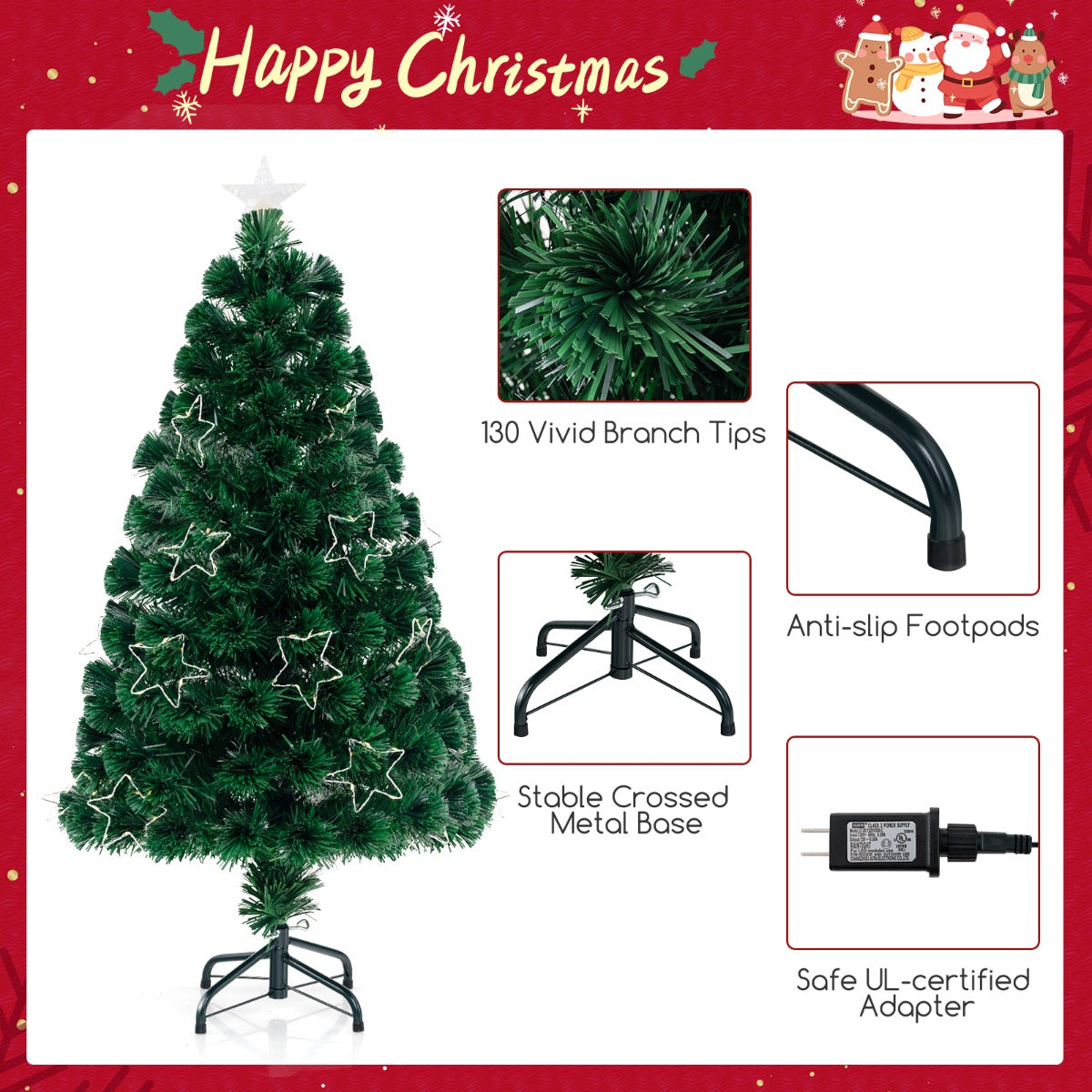 LIVSK Verlichte Kunstkerstboom - 18 Lichtstrips - Aanpasbare Vorm - Brandvertragend PVC - 60 x 120 cm - Groen