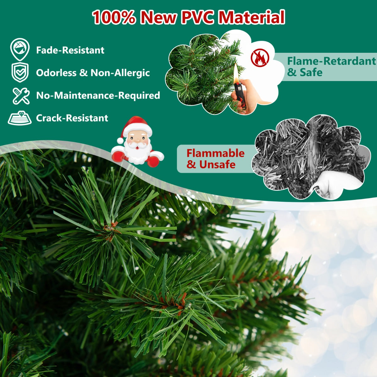 LIVSK Verlichte Kunstkerstboom 120 cm - 160 Takpunten - 100 Warmwitte LED's - 3 Verlichtingsmodi - Antieke Urnbasis - Groen + Goud