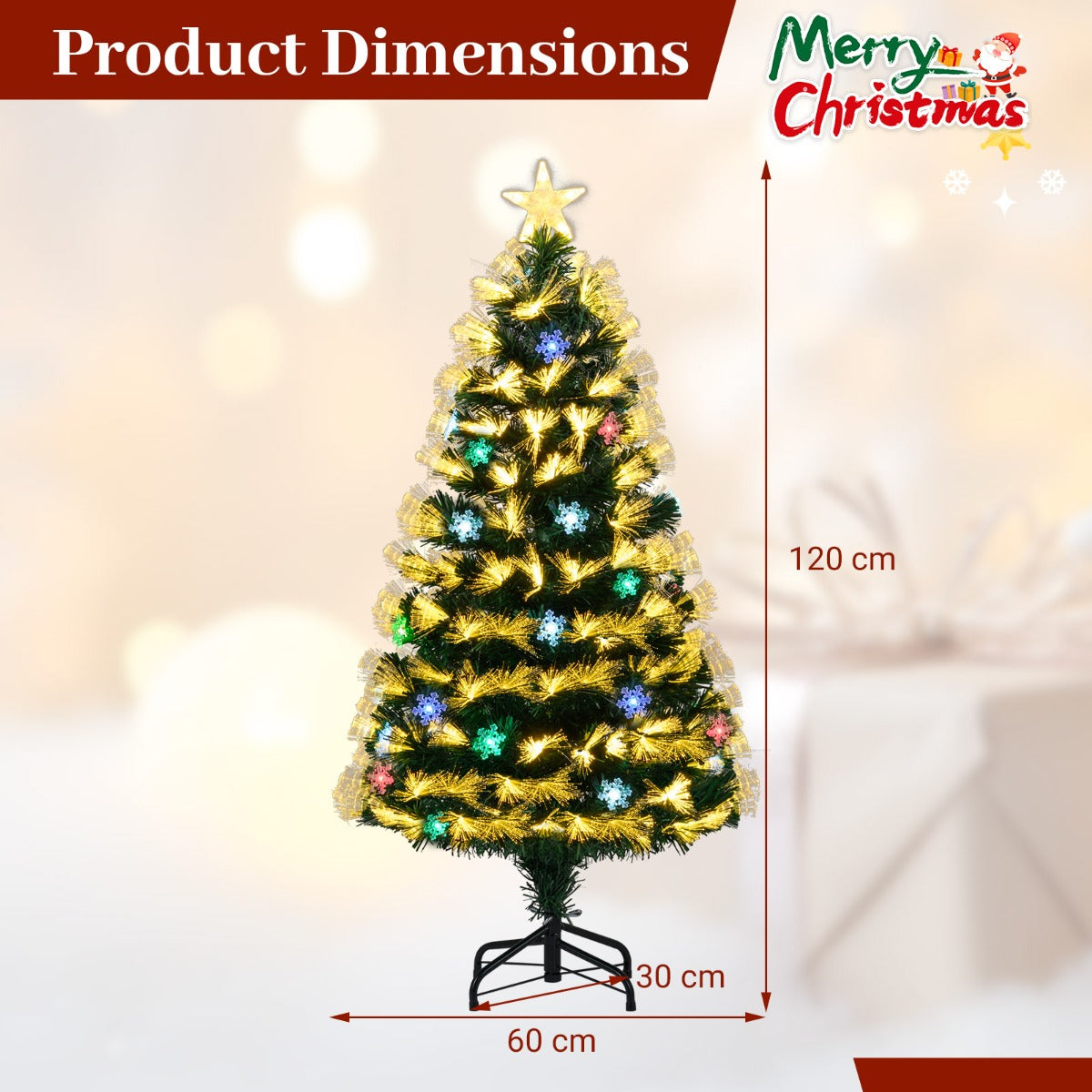 LIVSK Kunstkerstboom 120 cm - 130/170 Takpunten - LED Verlichting met 8 Modi - Brandveilig PVC - Groen