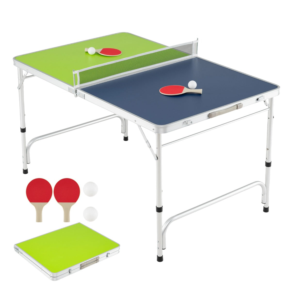 Livsk costway 120 x 76 cm draagbare tafeltennistafel opvouwbare mini tafeltennisset 2