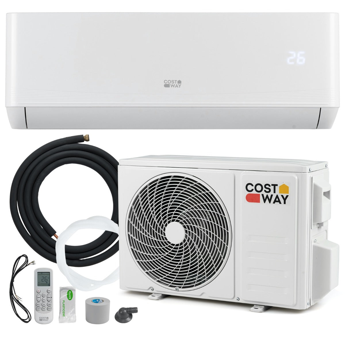 LIVSK Mini-Split Airconditioning - 12000 BTU - Koelen en Verwarmen tot 70 m² - A++ Energieklasse - Stil en Efficiënt - Wit
