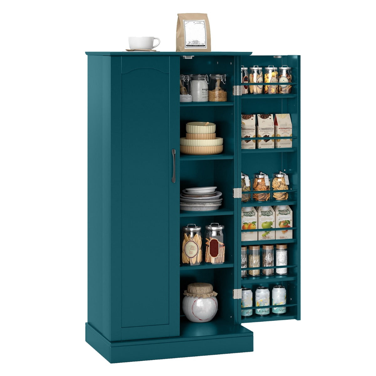 Livsk costway 1205 cm opbergkast keukenkast met dubbele deuren kantelbeveiliging