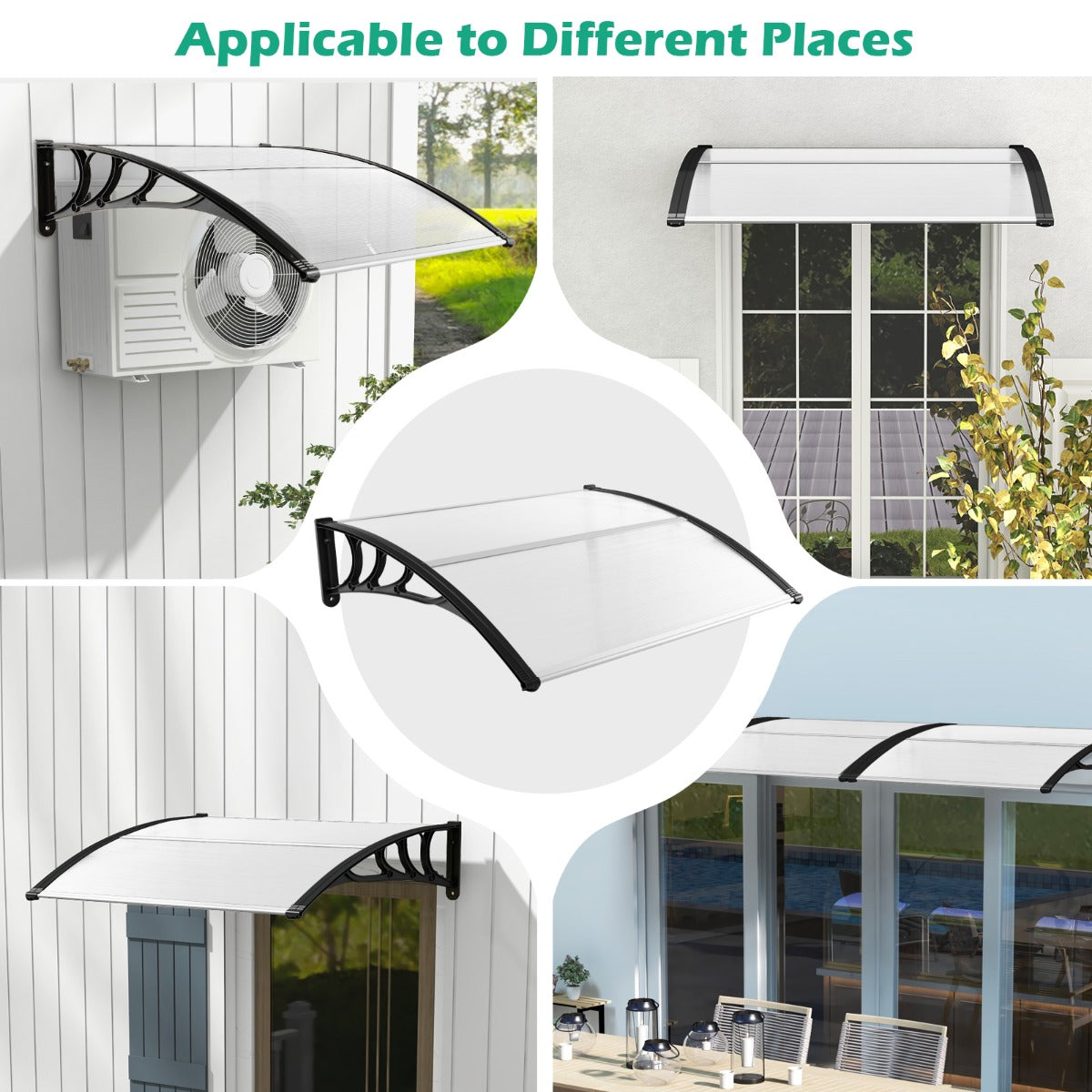 LIVSK Luifel voor Buiten - Weerbestendig met UPF50+ - Eenvoudige Installatie - Robuuste Constructie - 122 x 99 x 28 cm - Zwart