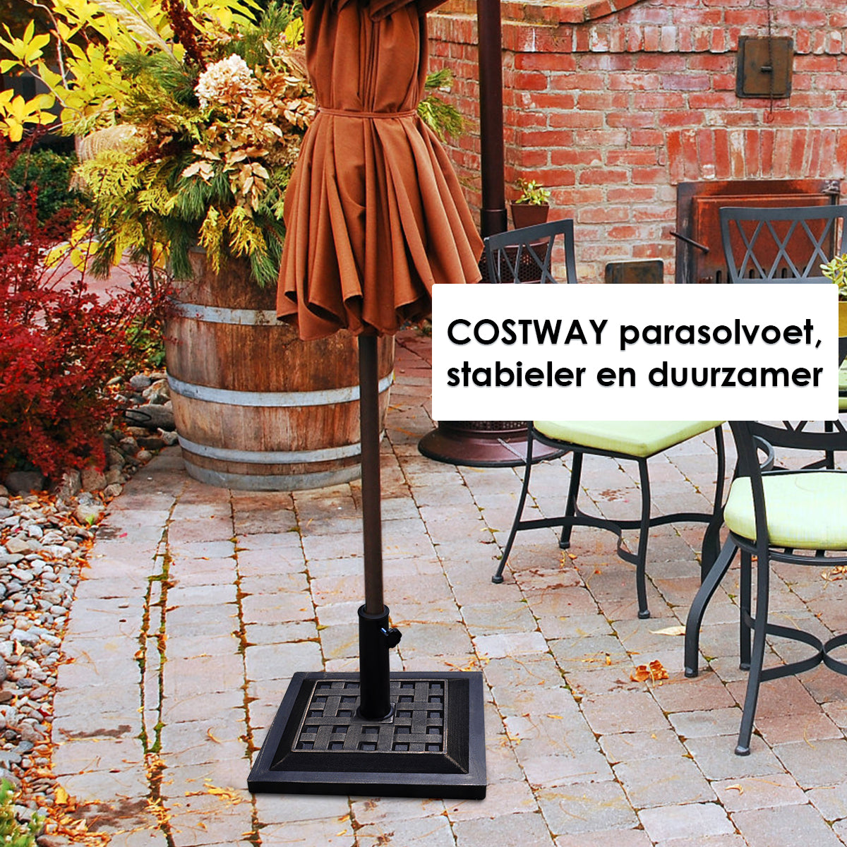 LIVSK Parasolvoet - Stijlvol Brons Design - Verstelbare Paal van φ38mm tot φ48mm - Duurzaam en Stabiel - 44 x 44 x 33 cm - Brons