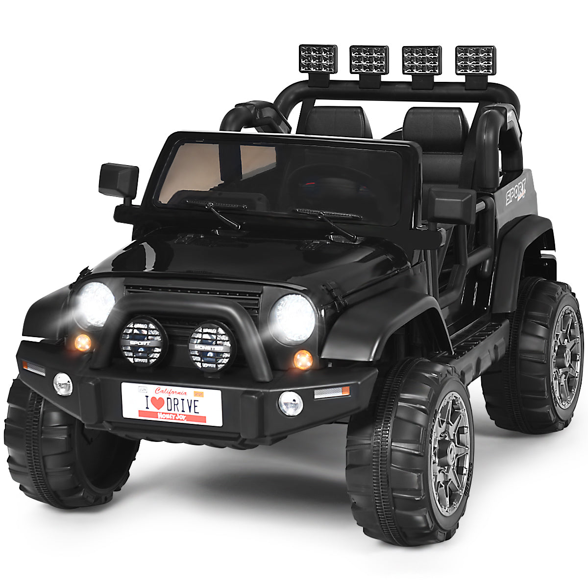 LIVSK Elektrische Speelgoedauto - 2 Zitplaatsen - Afstandsbediening - Veiligheidsgordels - Tot 50 kg - 123 x 80 x 80 cm - Zwart