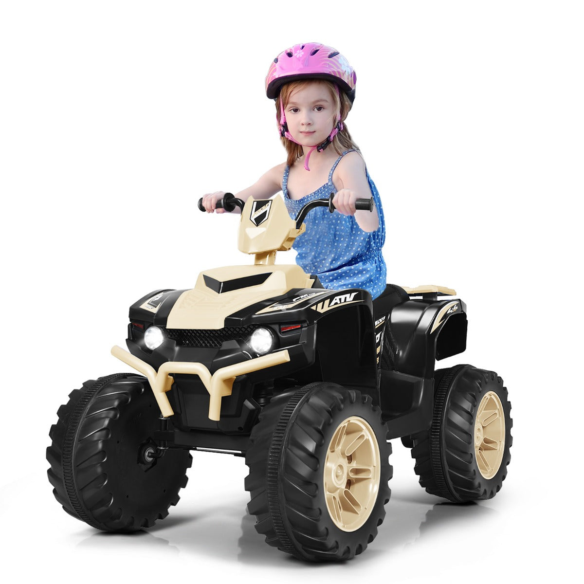 Livsk costway 12v elektrische kinder quad atv rijden op auto op batterijen aangedreven 4 wielen atv voor kinderen vanaf 3 jaar geel 1 1