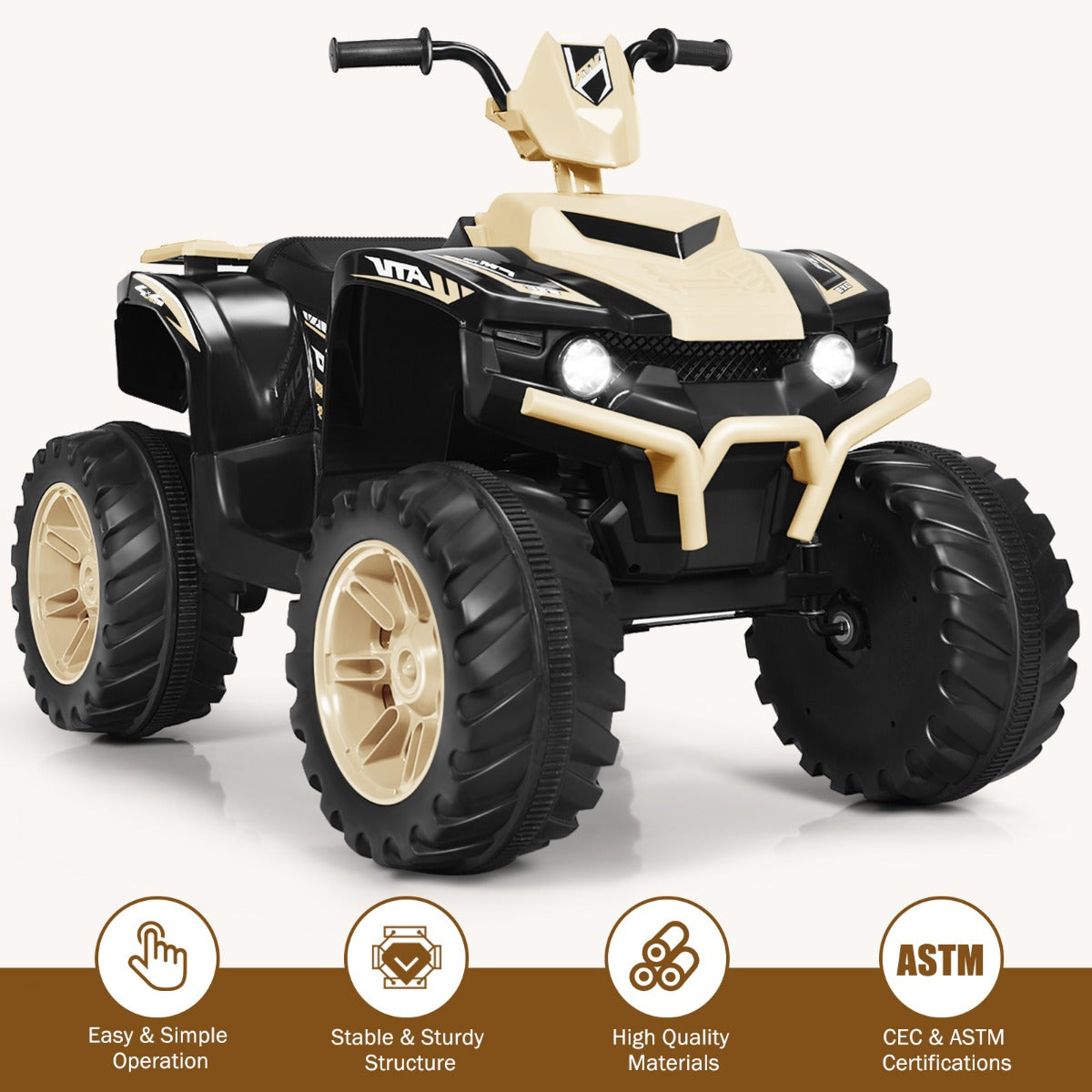 Livsk costway 12v elektrische kinder quad atv rijden op auto op batterijen aangedreven 4 wielen atv voor kinderen vanaf 3 jaar geel 4