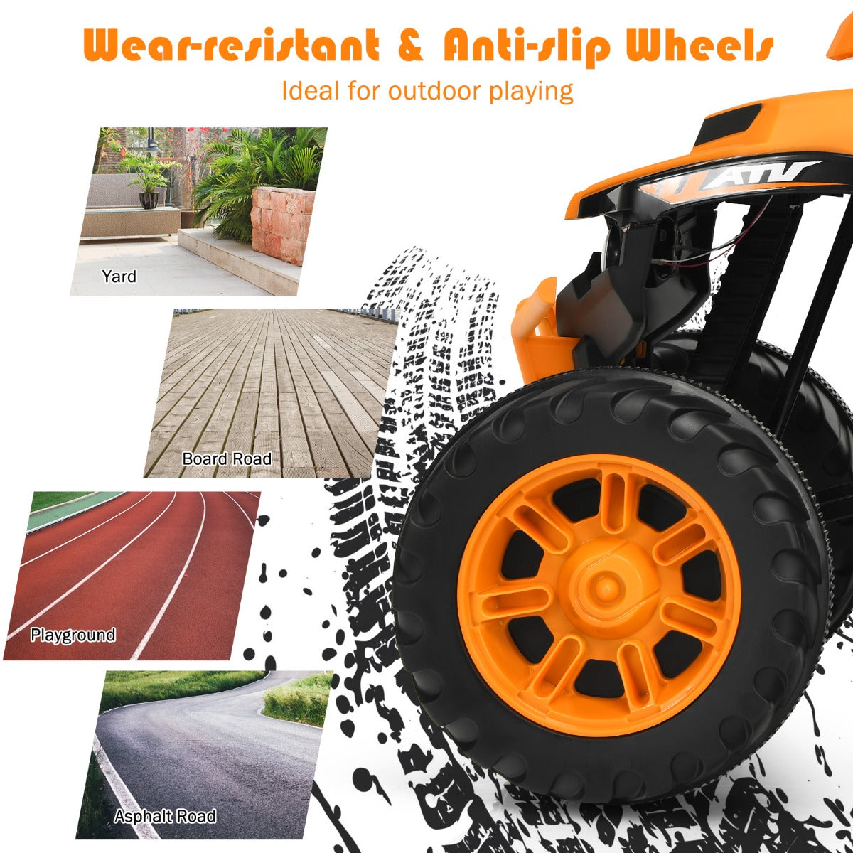 Livsk costway 12v elektrische kinder quad atv rijden op auto op batterijen aangedreven 4 wielen atv voor kinderen vanaf 3 jaar oranje 5