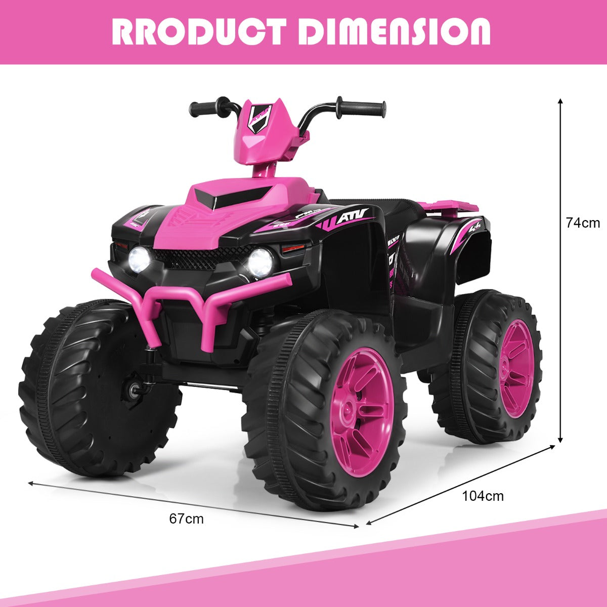 LIVSK Elektrische Kinderquad ATV - Hoge/Lage Snelheid - Ingebouwde Muziek - USB & Bluetooth - Voor Kinderen 3-7 Jaar - Roze
