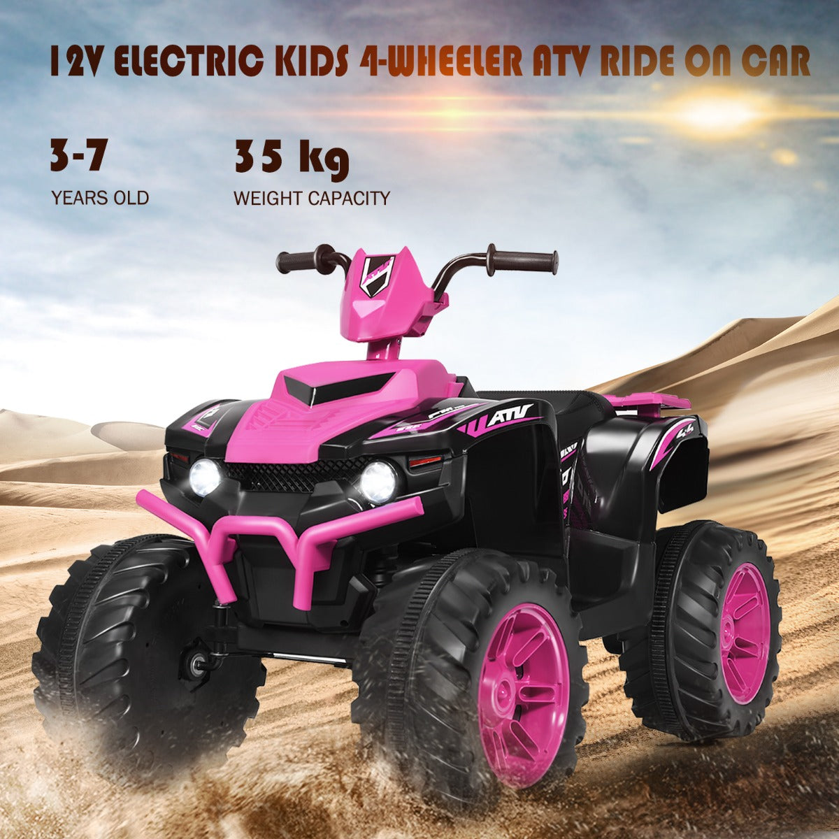 LIVSK Elektrische Kinderquad ATV - Hoge/Lage Snelheid - Ingebouwde Muziek - USB & Bluetooth - Voor Kinderen 3-7 Jaar - Roze