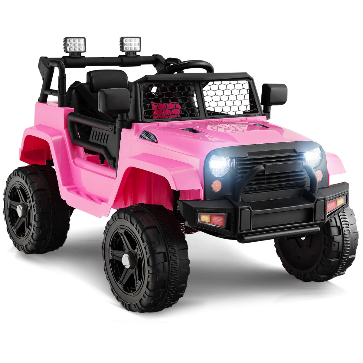 LIVSK 12V Elektrische Kinderauto met Afstandsbediening - Muziek - Verlichte Koplampen - Veiligheidsgordel - Voor 3-7 jaar - Roze