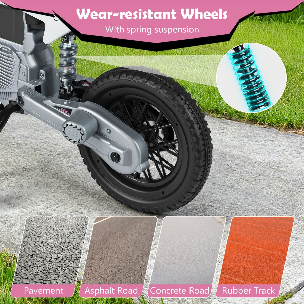 Livsk costway 12v elektrische motorfiets voor kinderen met muziek draadloze connectiviteit en bluetooth functionaliteit roze 6