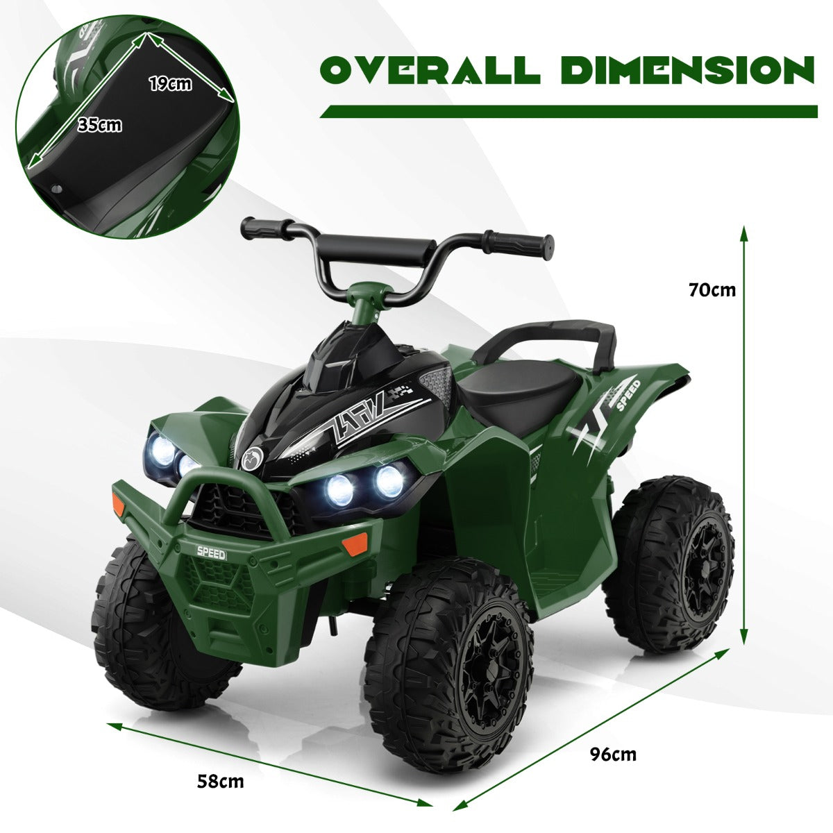 LIVSK Elektrische Kinderquad - Voor Kinderen 3-8 Jaar - Antislip Wielen - Realistische Rijervaring - Legergroen