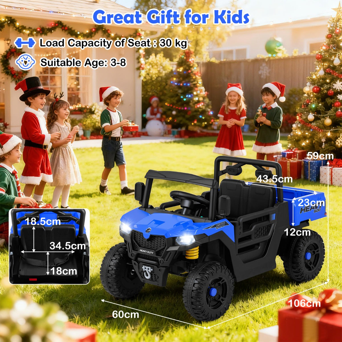 Livsk costway 12v kiepwagen elektrische kinderauto met elektrische kiepbak afstandsbediening muziek verhalen led verlichting en vering marineblauw 1 1
