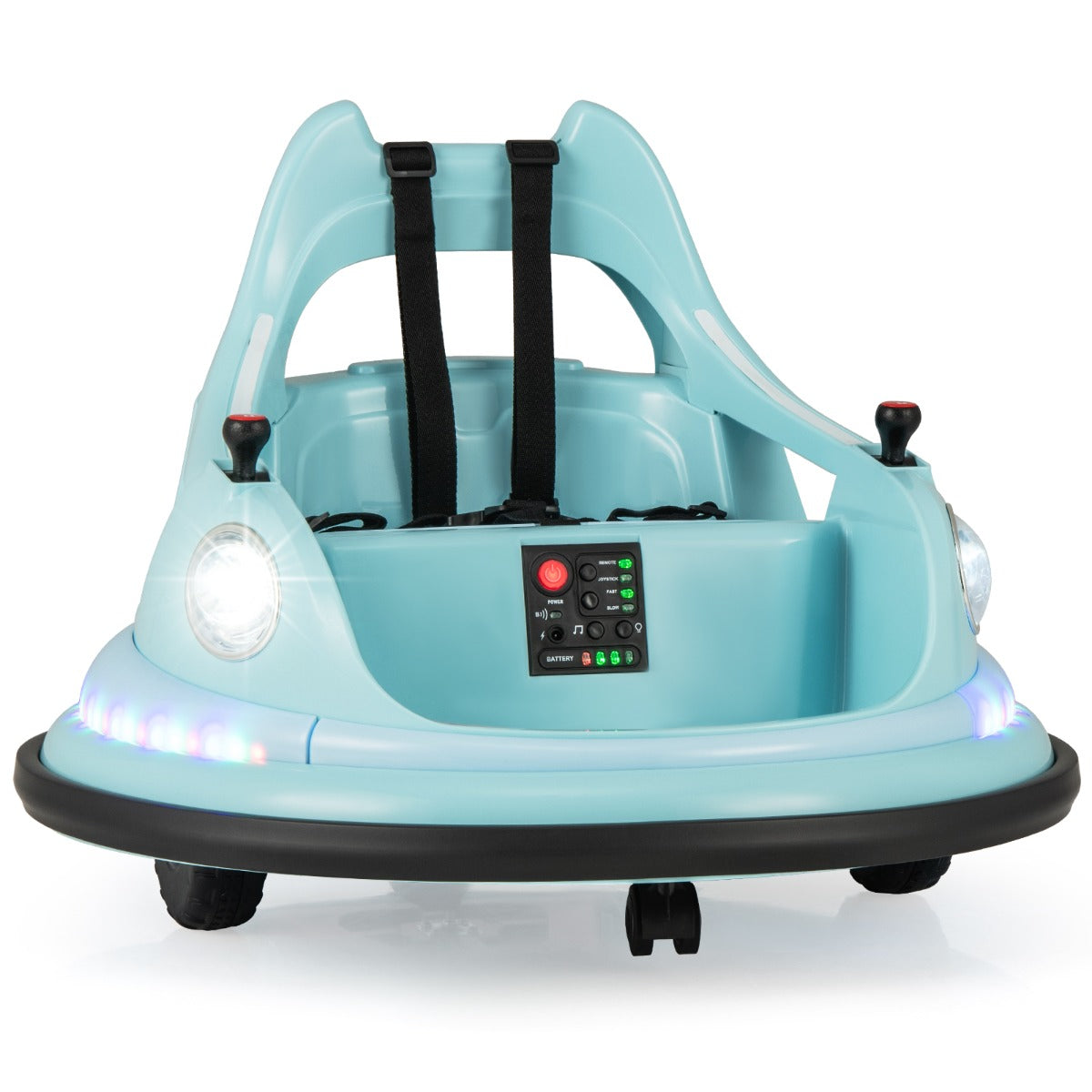 Livsk costway 12v kinderauto elektrische botsauto met afstandsbediening en dubbele joysticks blauw 1 1