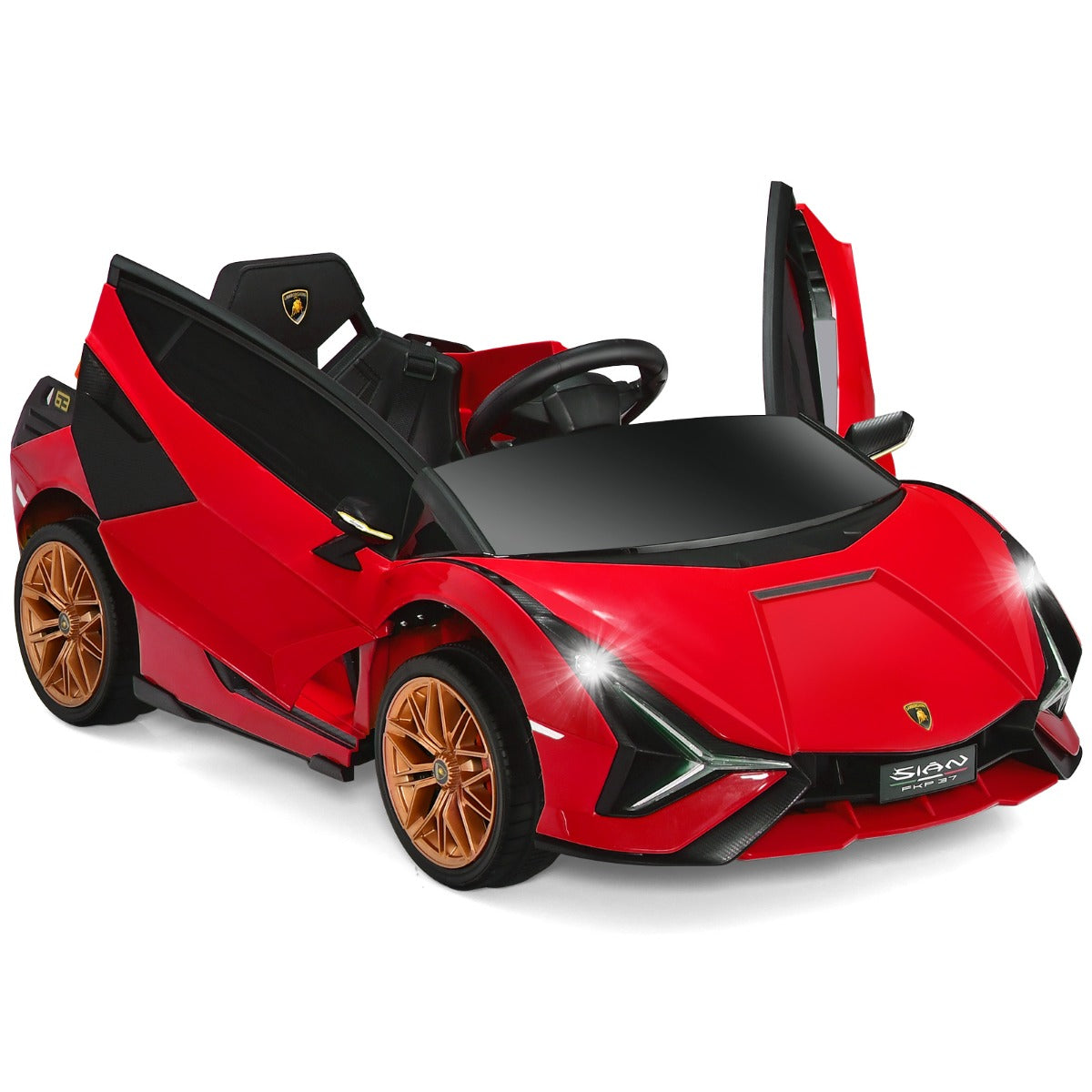 LIVSK Elektrische Kinderauto - Afstandsbediening - Veiligheidsgordel - LED-koplampen - Voor 3-8 jaar - Rood