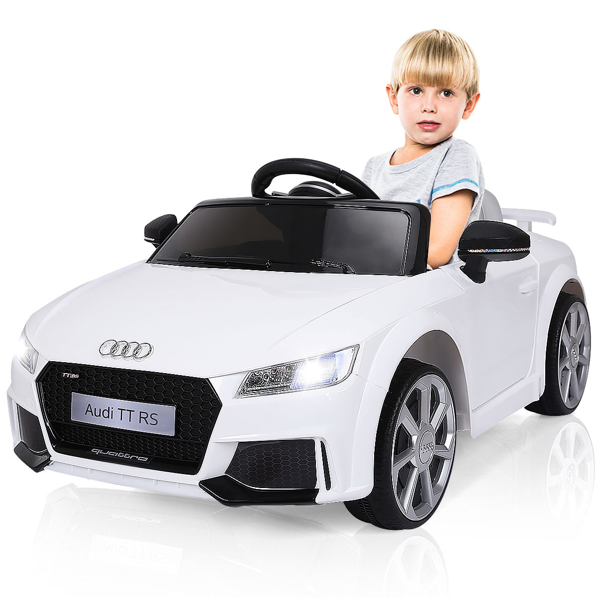 LIVSK Elektrische Kinderauto - Afstandsbediening - MP3 - 2 Motoren - Veiligheidsgordel - Voor 37-96 maanden - Wit