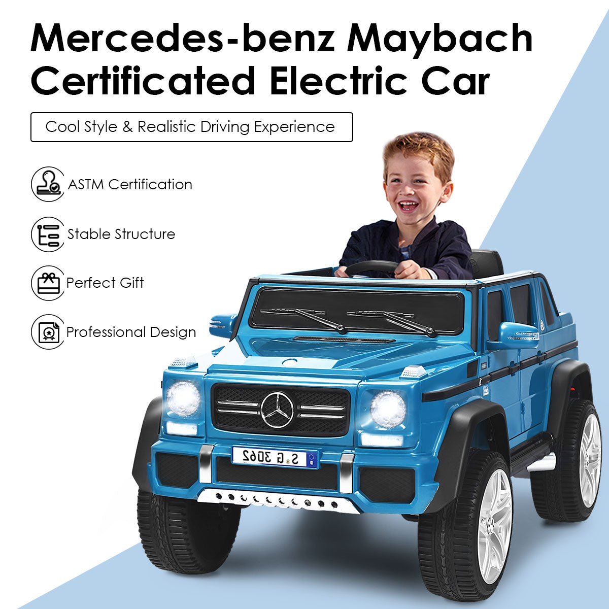 LIVSK Ride-on Truck met Afstandsbediening - 2 Rijmodi - Veiligheidsgordels - USB/TF - Voor Kinderen 3-8 Jaar - Blauw