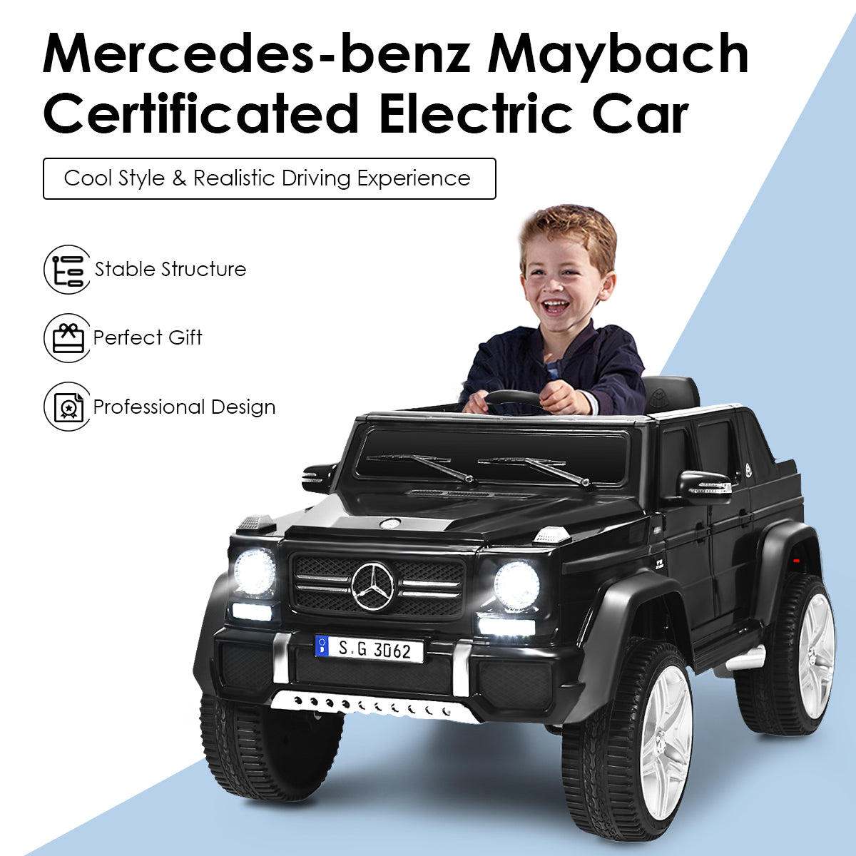 LIVSK Elektrische Ride-On Truck met Afstandsbediening - 3 Snelheden - Veiligheidsgordels - USB & TF - Voor 3-8 jaar - Zwart