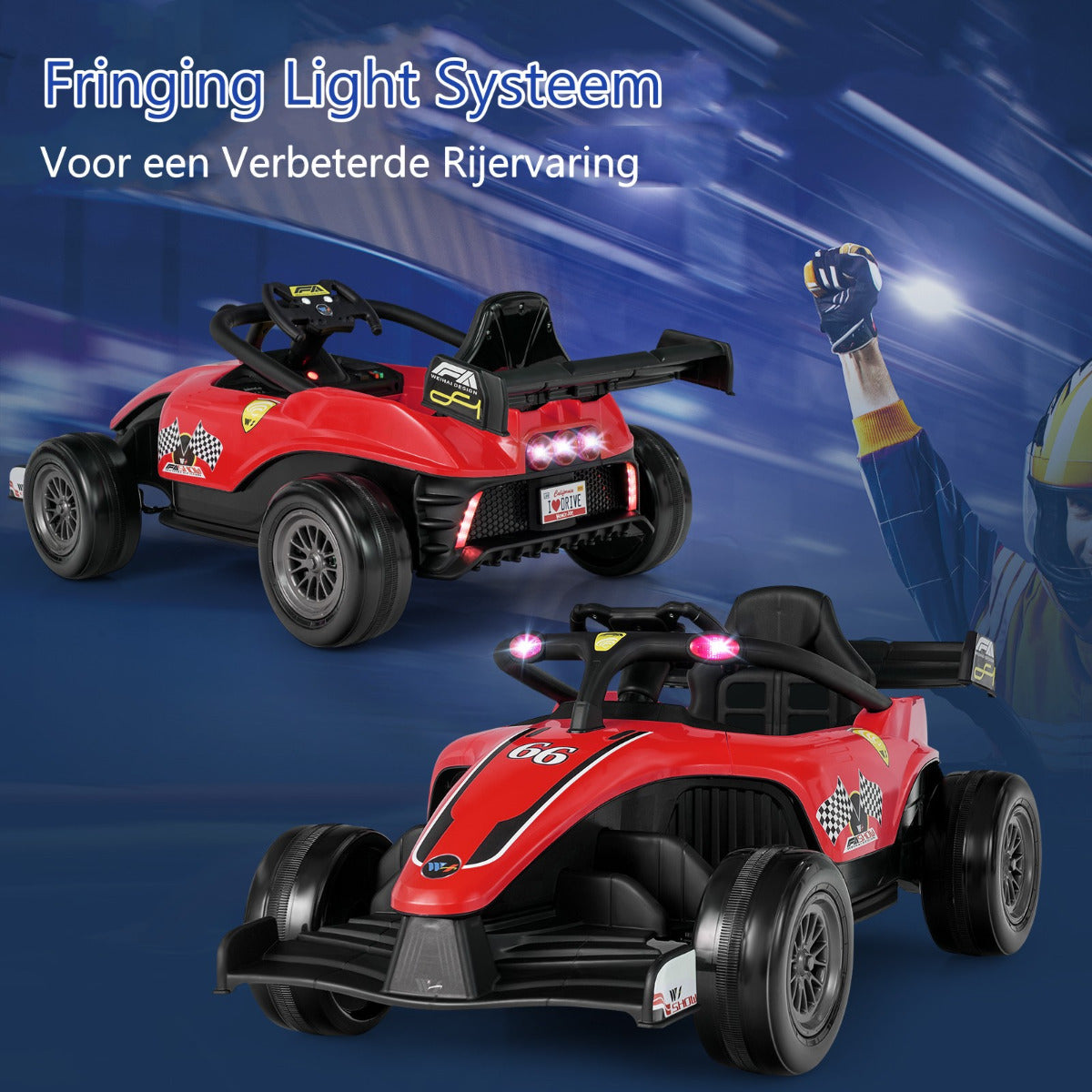 LIVSK Elektrische Kinderauto - Afstandsbediening - 3 Snelheden - Flitsend Licht - Voor Kinderen 3-7 Jaar - Rood