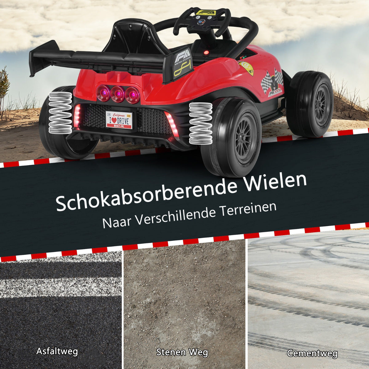 LIVSK Elektrische Kinderauto - Afstandsbediening - 3 Snelheden - Flitsend Licht - Voor Kinderen 3-7 Jaar - Rood