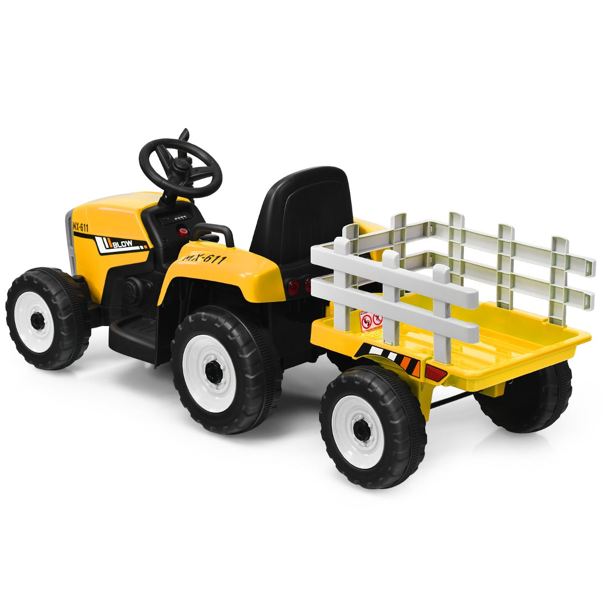 LIVSK Elektrische Rijden op Tractor met Aanhanger - Afstandsbediening - Veiligheidsgordel - LED Verlichting - Geschikt voor 3+