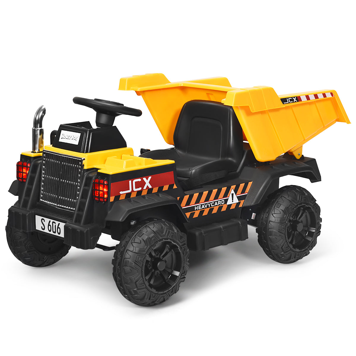LIVSK Elektrische Bouwvoertuig met Afstandsbediening - Kantelbare Achterbak - Muziek - Veiligheidsgordel - Voor Kinderen - Zwart