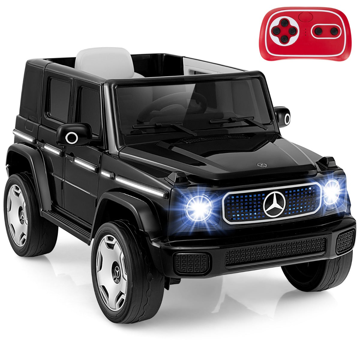 LIVSK Elektrische Kinderauto Mercedes-Benz - 4 Motoren - Afstandsbediening - Veiligheidsgordel - Snelheid 3-5 km/u - Zwart/Wit
