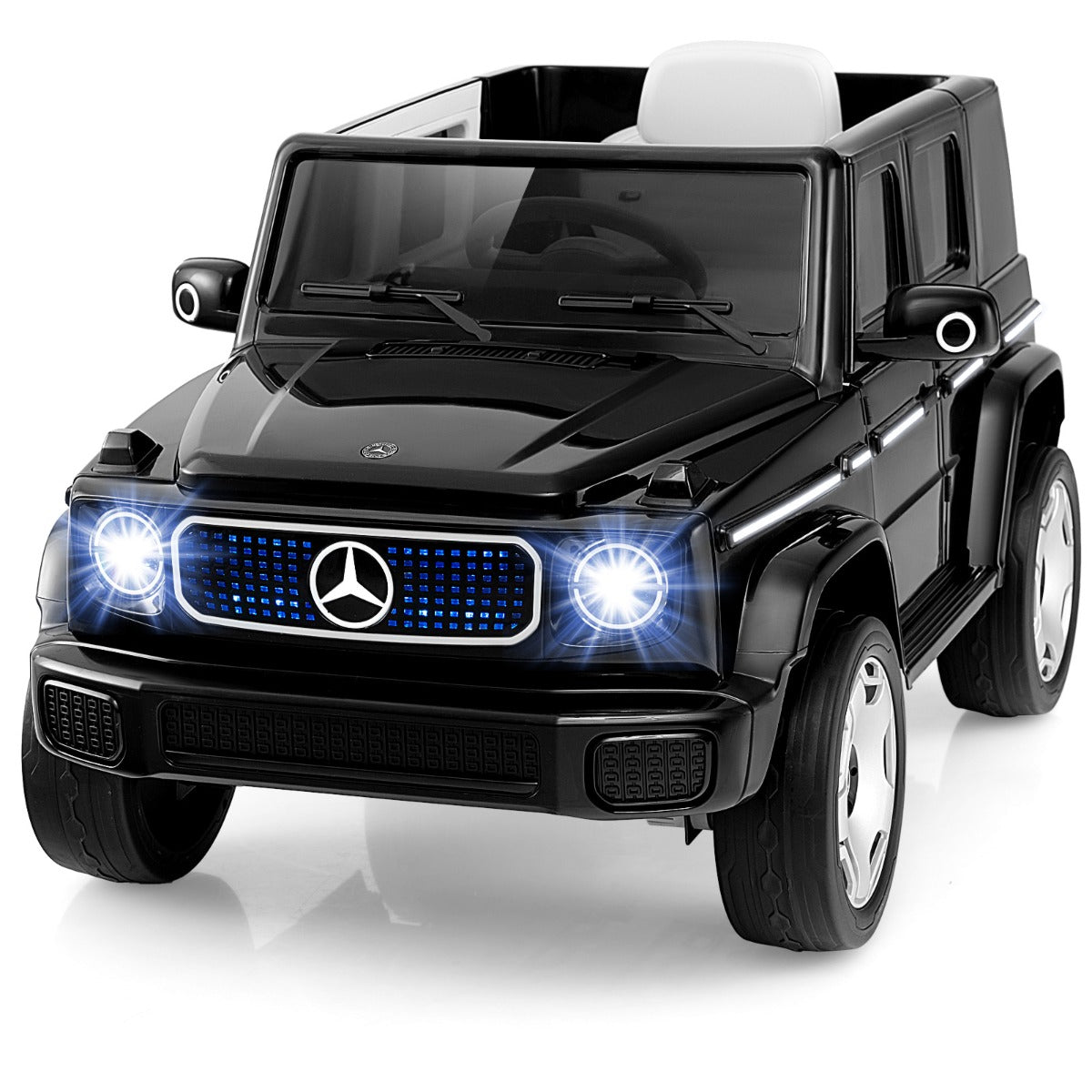 LIVSK Elektrische Kinderauto Mercedes-Benz - 4 Motoren - Afstandsbediening - Veiligheidsgordel - Snelheid 3-5 km/u - Zwart/Wit