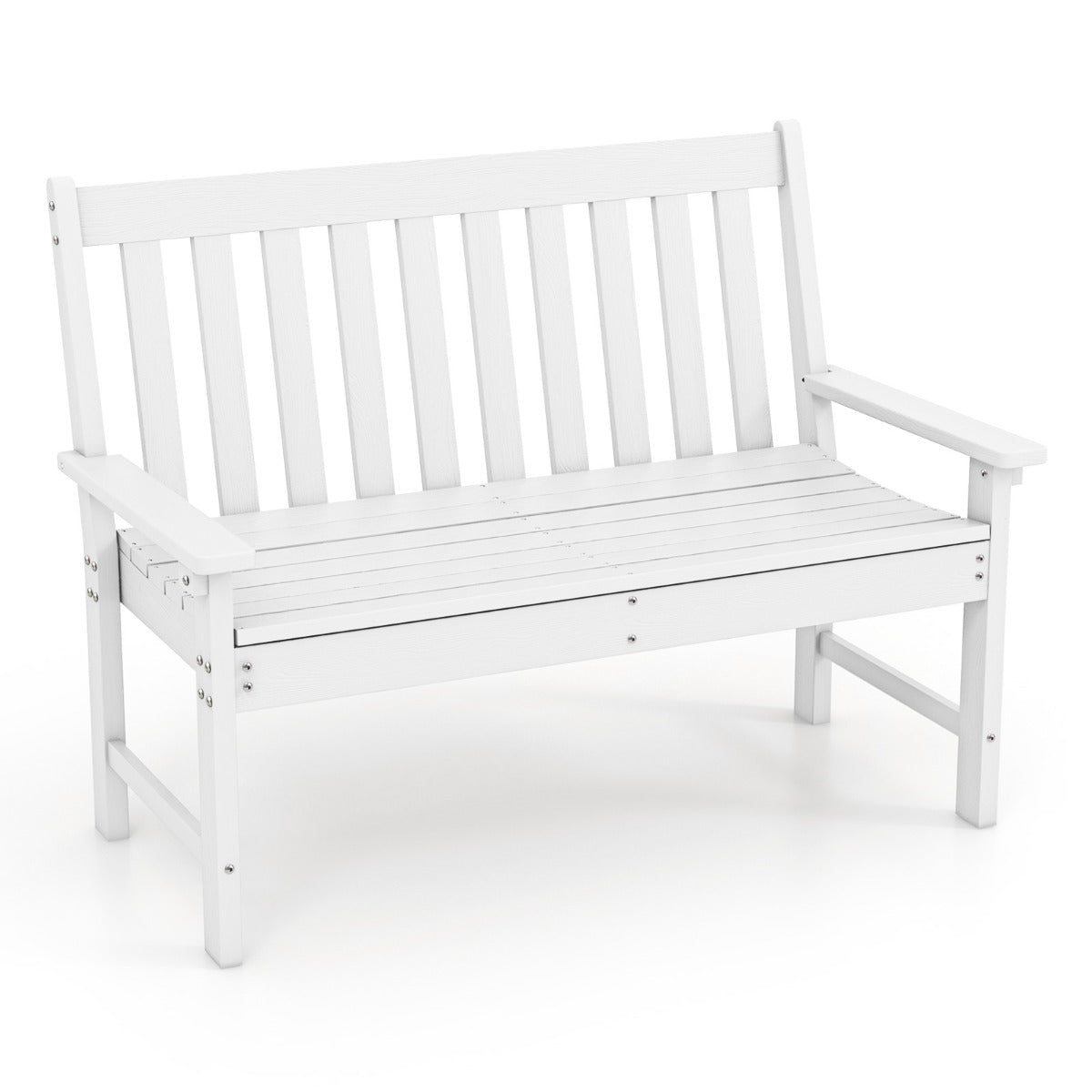 LIVSK Weerbestendige HDPE Tuinbank - Ergonomische Rugleuning - Zachte Armleuningen - Draagvermogen 320 kg - 132 x 65 x 91 cm -