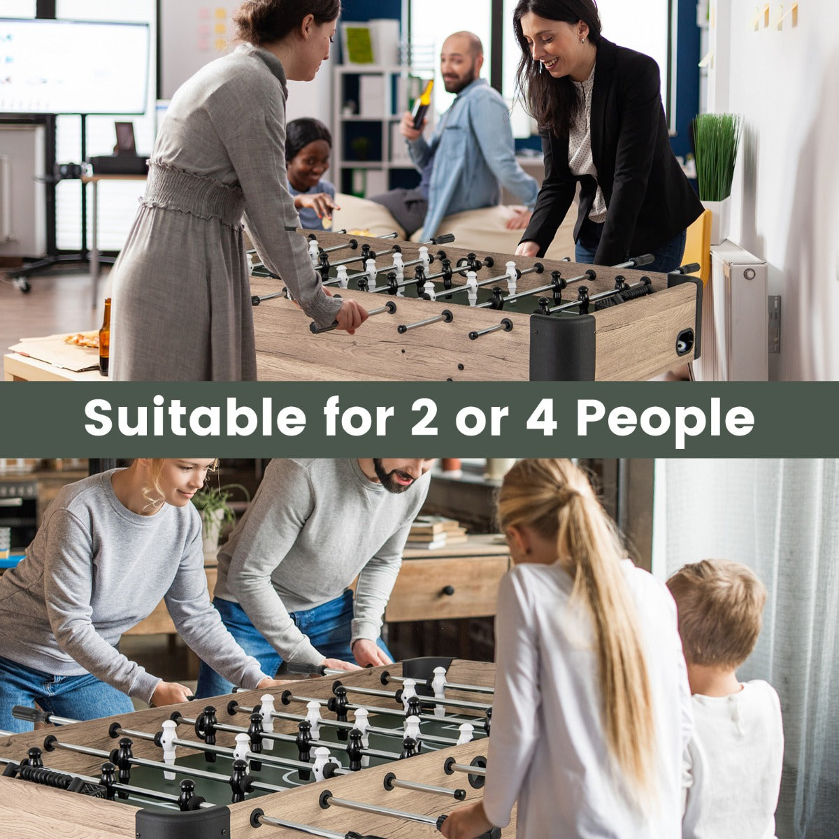 LIVSK Vrijstaande Tafelvoetbaltafel - Inclusief 2 Ballen en 26 Spelers - Duurzame Constructie - Voor 2-4 Personen - Natuurlijk