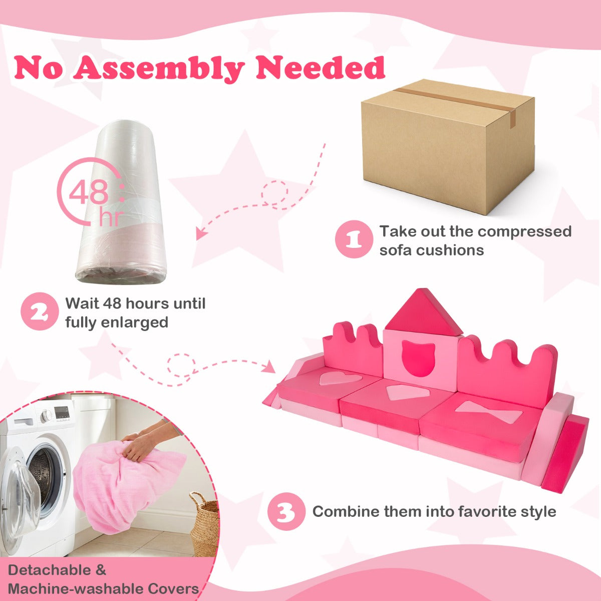 Livsk costway 14 delige kinderspeelbank modulaire kinderspeelbank vanaf 3 jaar zachte indoor kruipspeelbank met hoogwaardige schuimvulling en afneembare hoezen