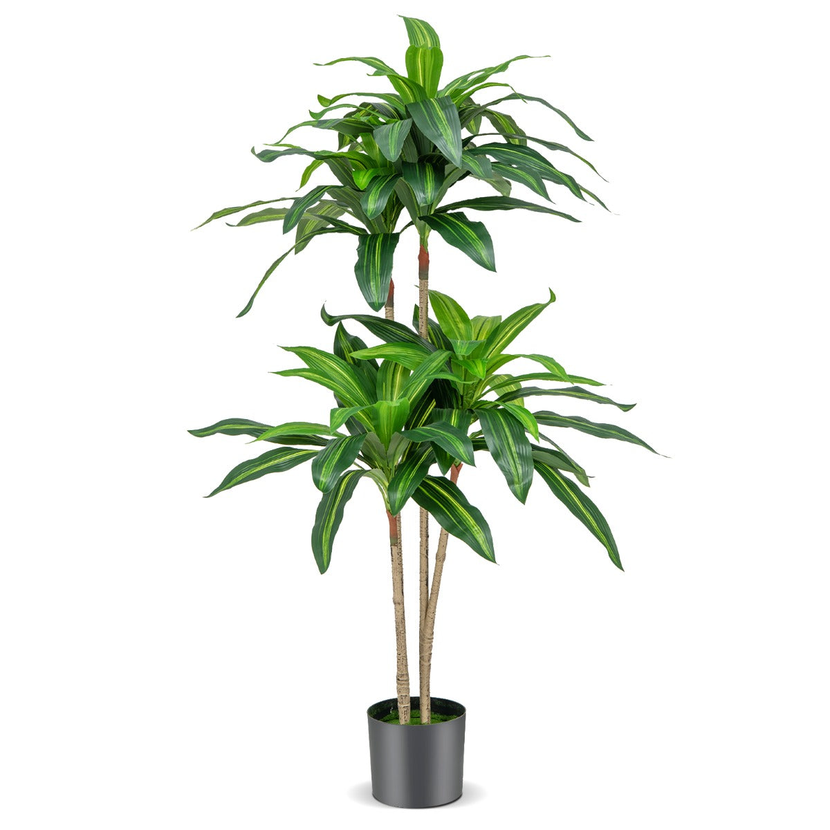 LIVSK Kunstdracaena Boom 140 cm - 92 Groene Bladeren - Onderhoudsvrij - Duurzaam PEVA - Stevige Cementpot - Groen