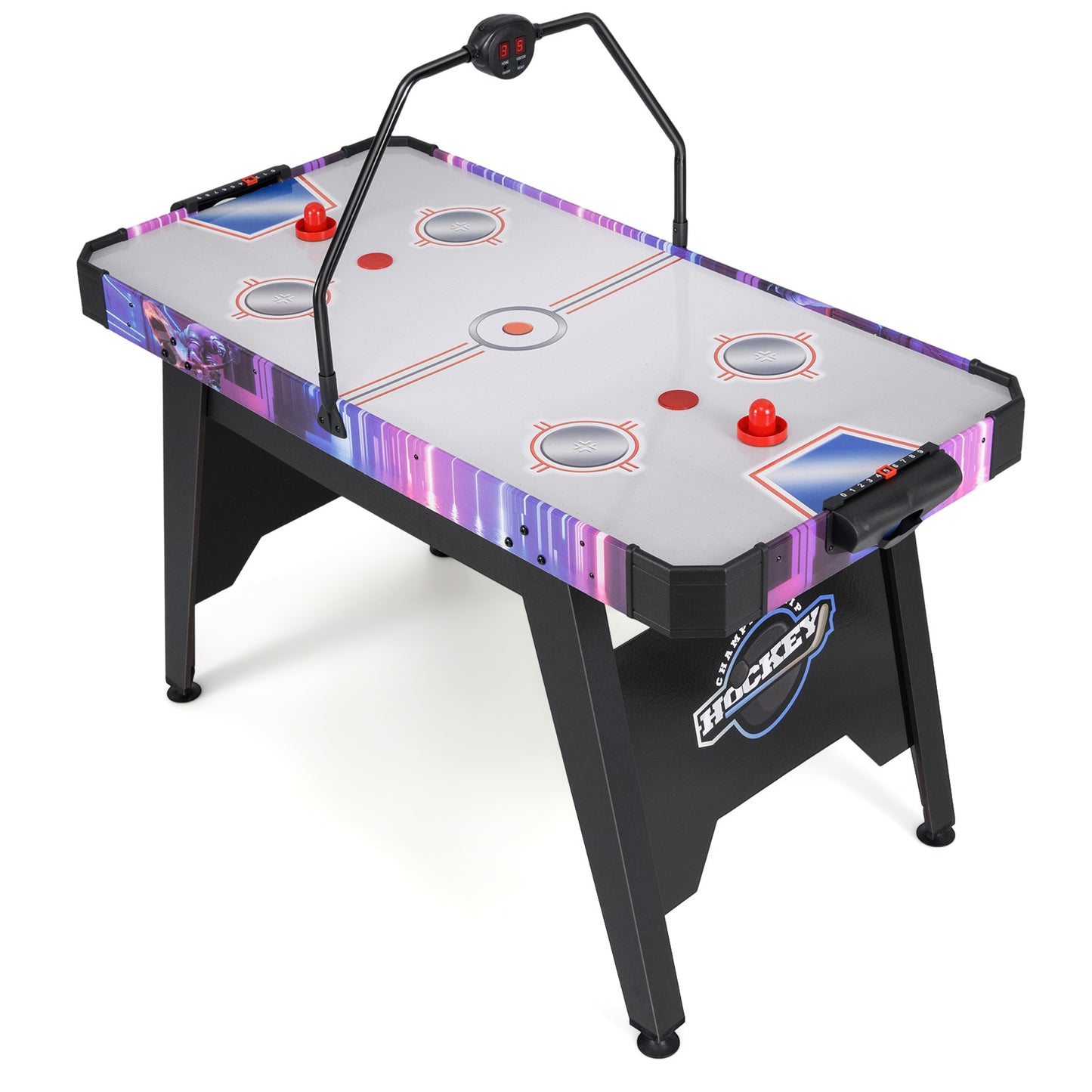 LIVSK Airhockeytafel - Krachtige Motor - LED Digitale Display - Inclusief 2 Hockeysticks en 2 Pucks - 144 x 68 x 81 cm - Zwart