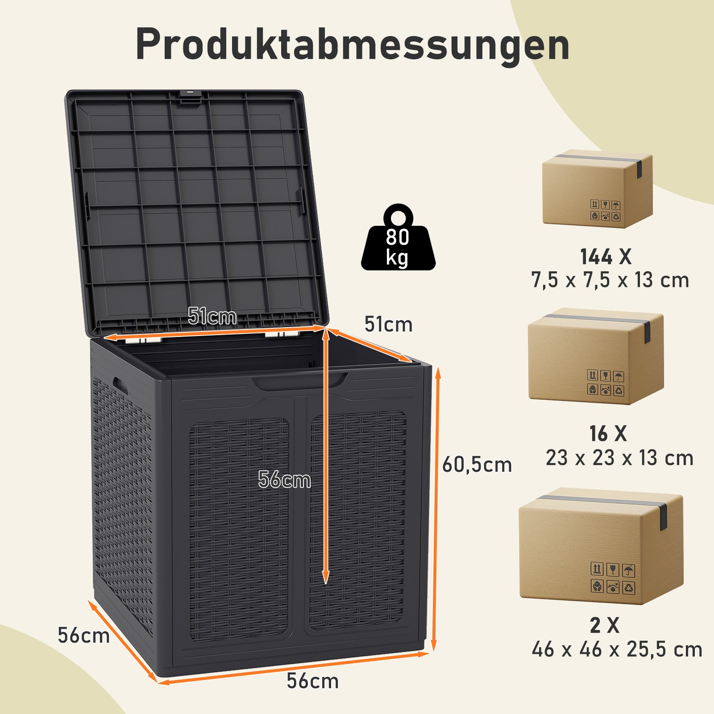 LIVSK Opbergdoos met Rieten Patroon - Weerbestendig PP - 145 L Capaciteit - Multifunctioneel - Eenvoudige Montage - Bruin