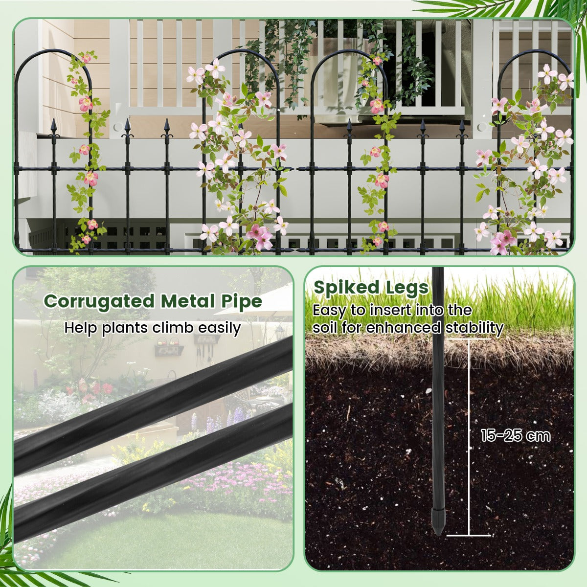 LIVSK Tuin-Spalier voor Klimplanten - Roestvrij Metalen Frame met PE-Coating - 146 x 186 cm - Stabiele Installatie - Zwart