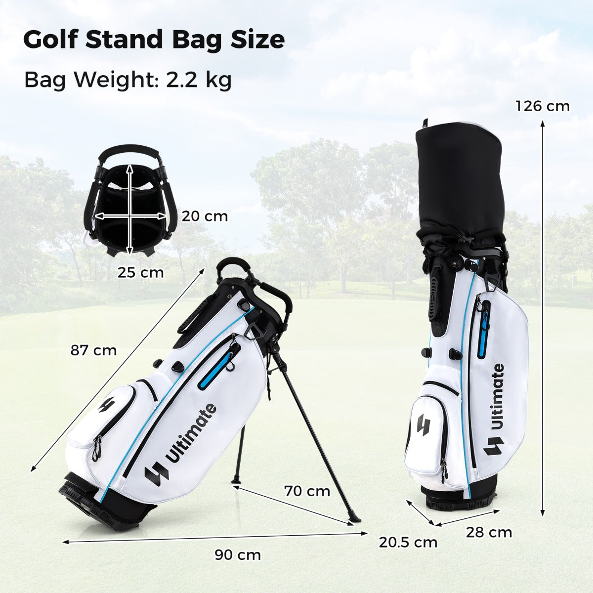 LIVSK Complete 15-Delige Golfset voor Heren - Hoogwaardige Woods en IJzers - Mallet Putter - Standbag met Regenhoes - Wit