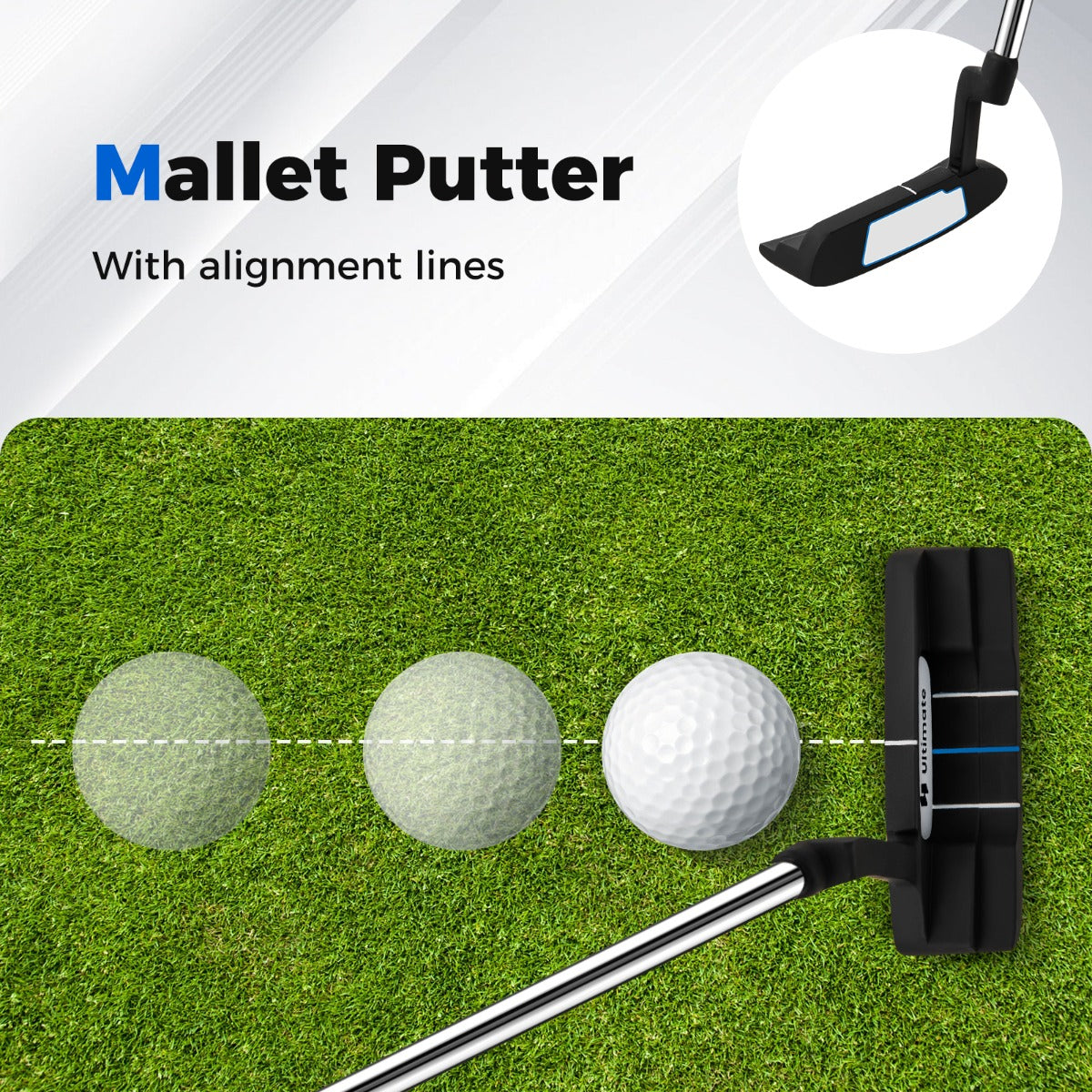 LIVSK Complete 15-Delige Golfset voor Heren - Hoogwaardige Woods en IJzers - Mallet Putter - Standbag met Regenhoes - Wit