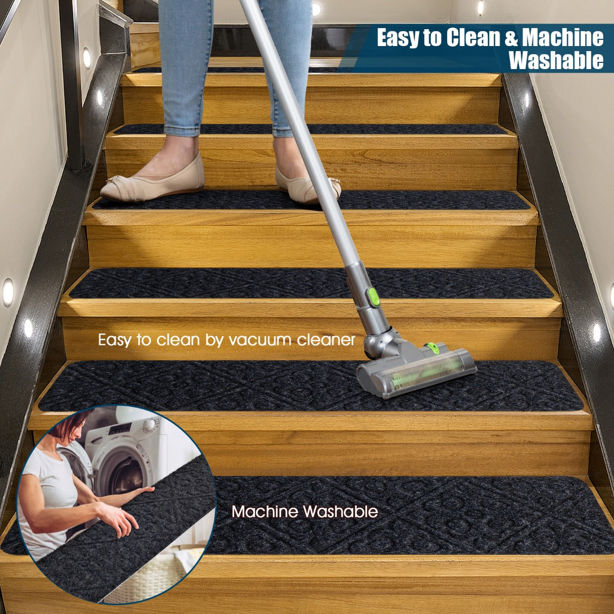 LIVSK Waterdichte Trapmatten Set - Antislip & Geluiddempend - Hoogwaardige Polyester - Op Maat Te Snijden - Grijs