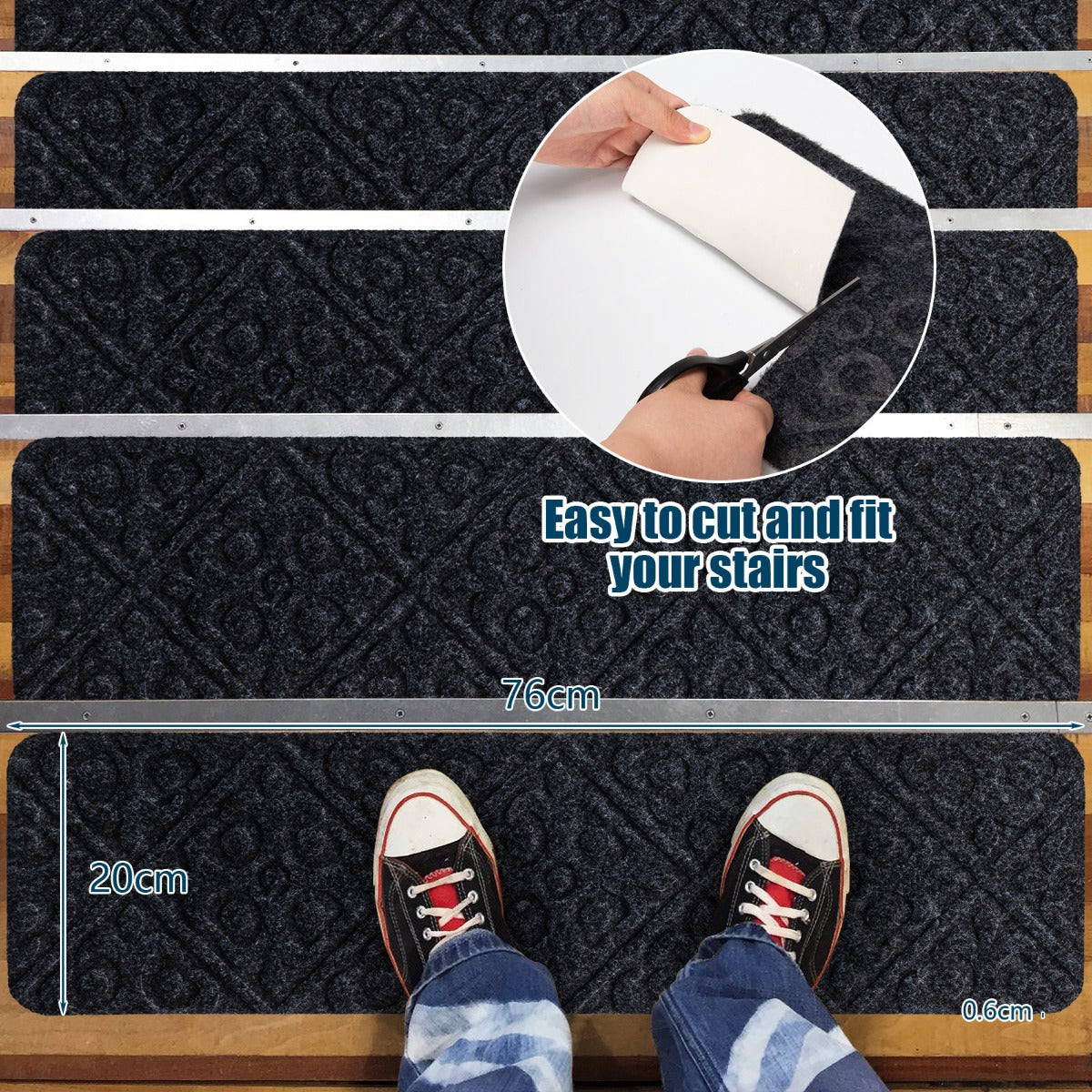 LIVSK Waterdichte Trapmatten Set - Antislip & Geluiddempend - Hoogwaardige Polyester - Op Maat Te Snijden - Grijs