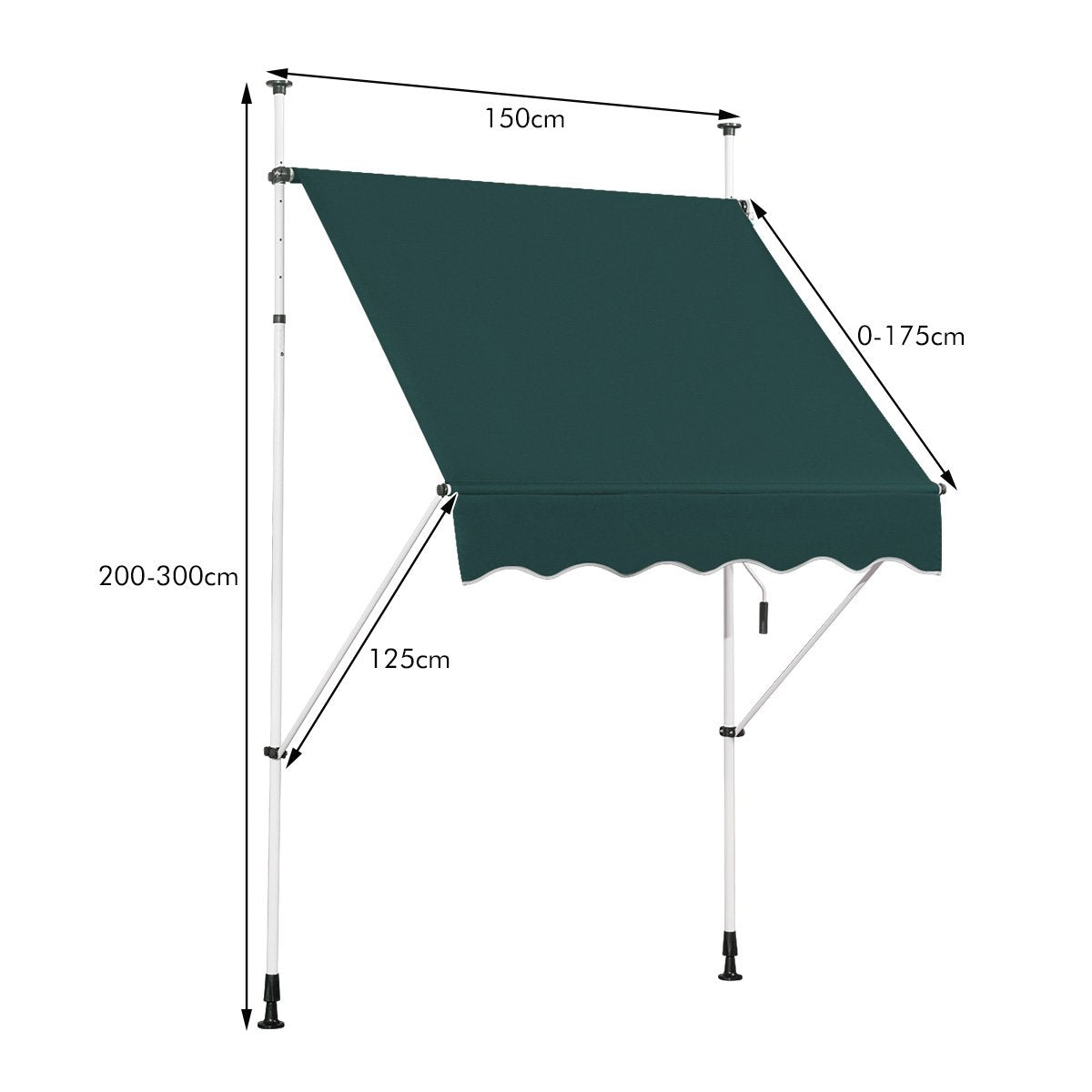 LIVSK Uitschuifbare Markies - UV-bestendig Polyester - Verstelbare Hoogte 200-300 cm - Aluminium Frame - Eenvoudige Montage -