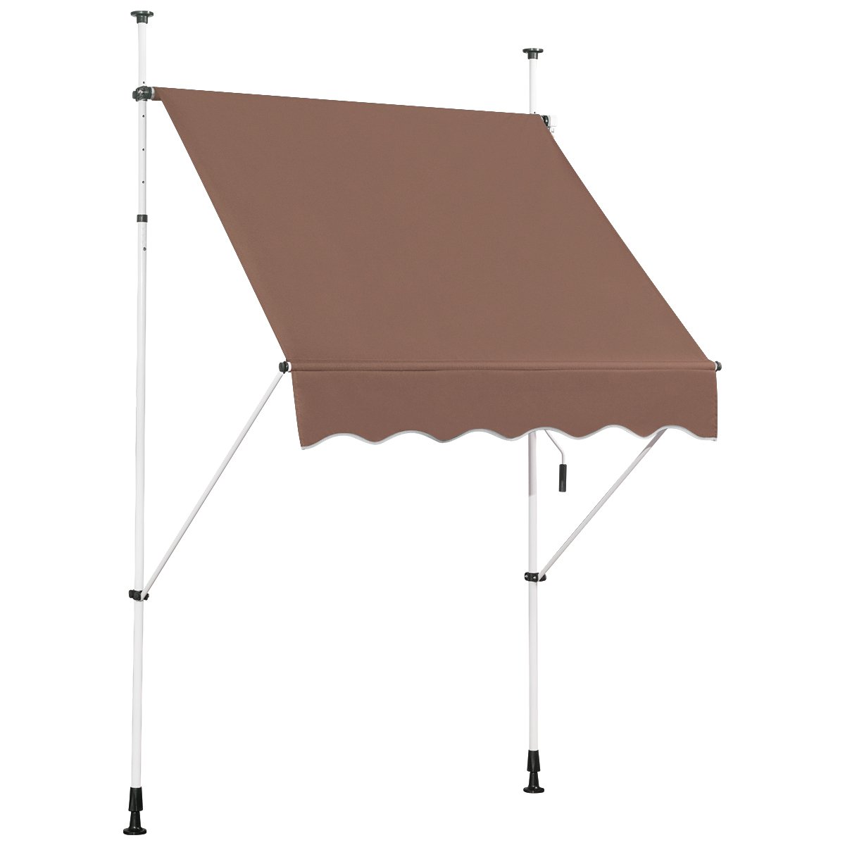LIVSK Uitschuifbare Markies - Weerbestendig Polyester - Verstelbare Hoogte 200-300 cm - Eenvoudige Installatie - Bruin