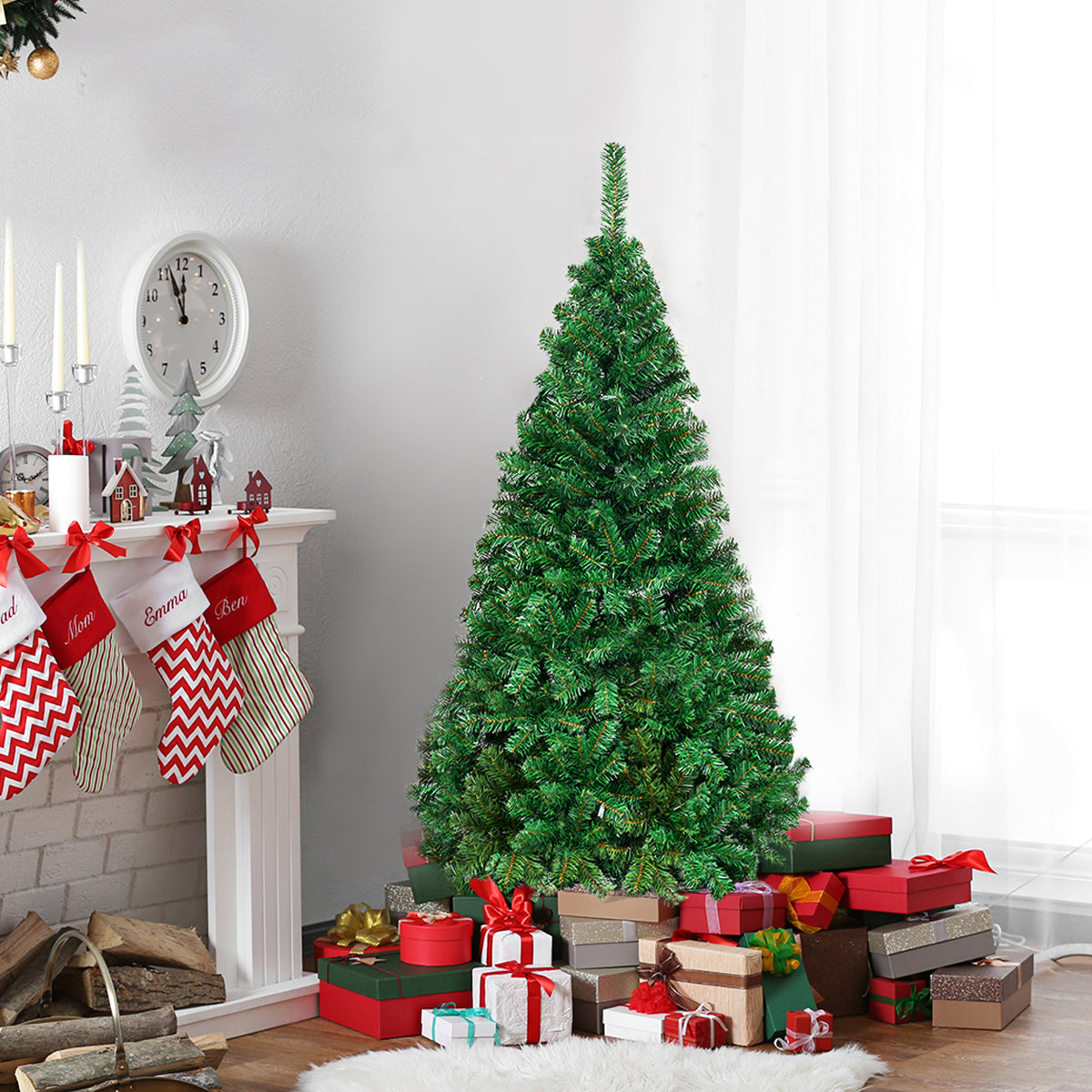 LIVSK Kunstkerstboom 150 cm - Opvouwbaar PVC met 350 tips - Eenvoudige opzet - Duurzaam - Metalen standaard - Groen