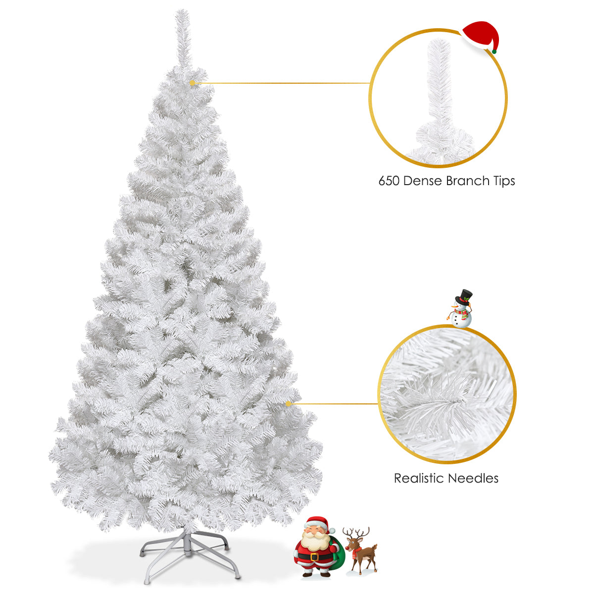 LIVSK Kunstkerstboom - Milieuvriendelijk PVC - Eenvoudige montage met plug-in systeem - Geschikt voor binnen en buiten - Wit